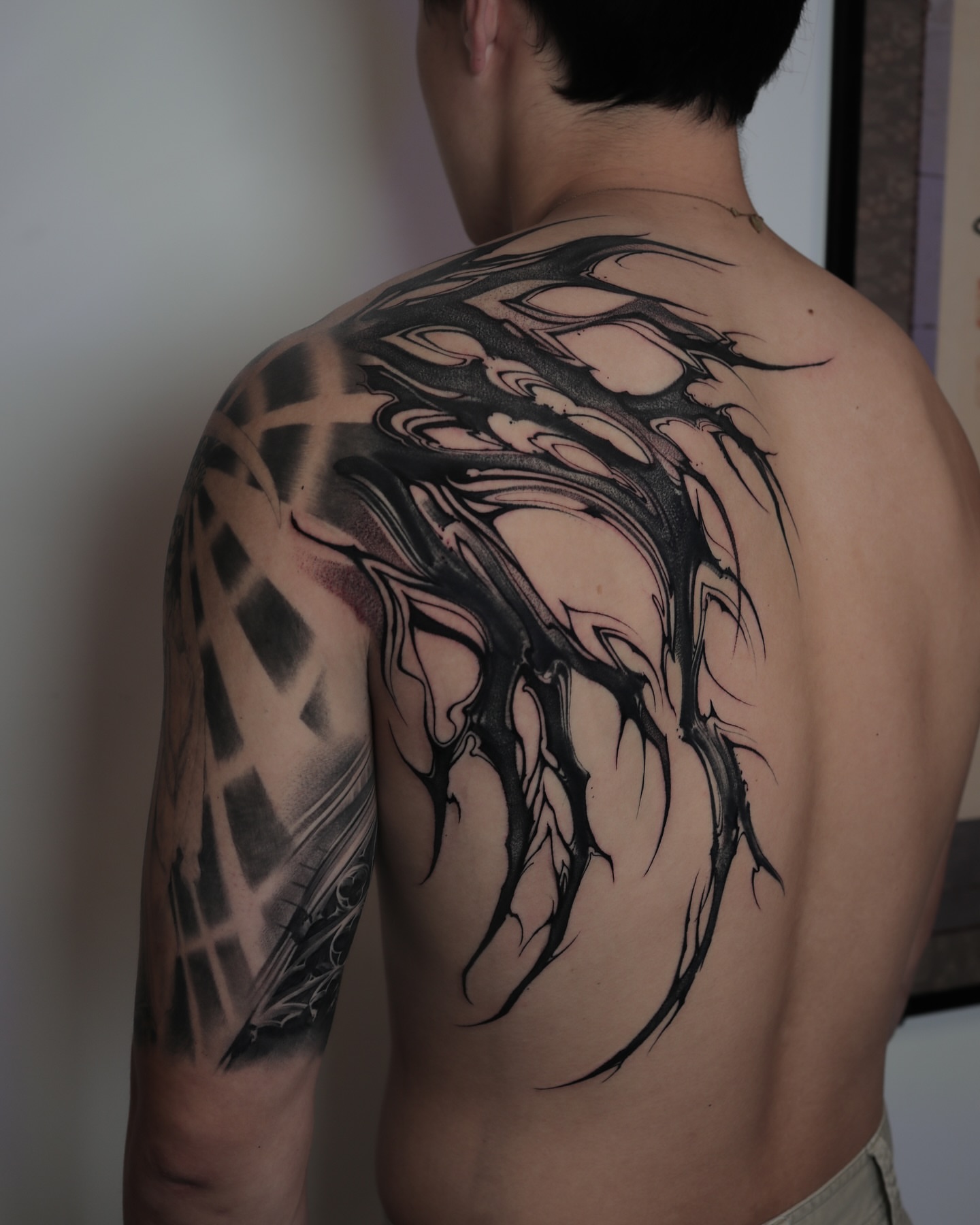 Tattoo by @strokin_dark — black_and_grey, geometric