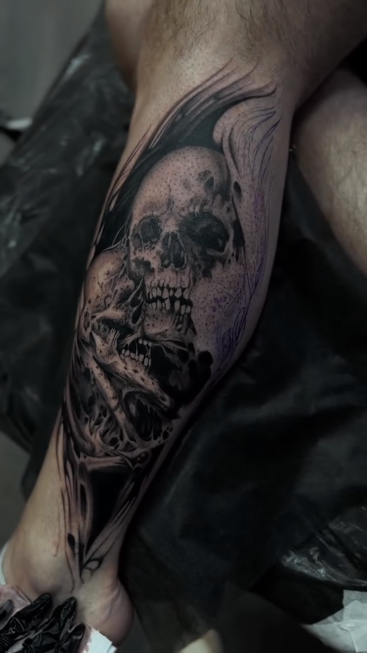 Tattoo by @lisa_tattooer — dark_realism, black_and_grey