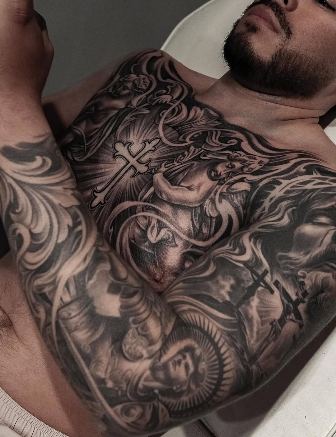 Tattoo by @reyolivarestattoos — black_and_grey, realism