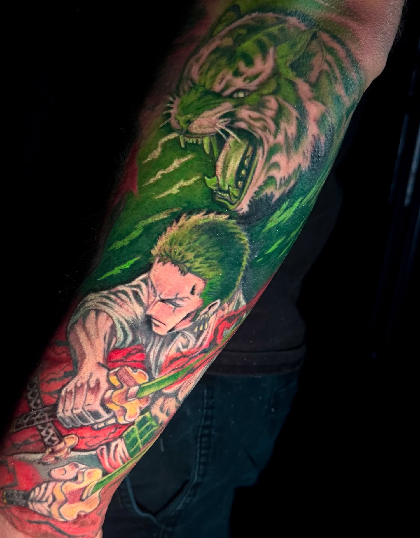 Japanese warrior with tiger japanese irezumi tattoo on the forearm by Dante Singh