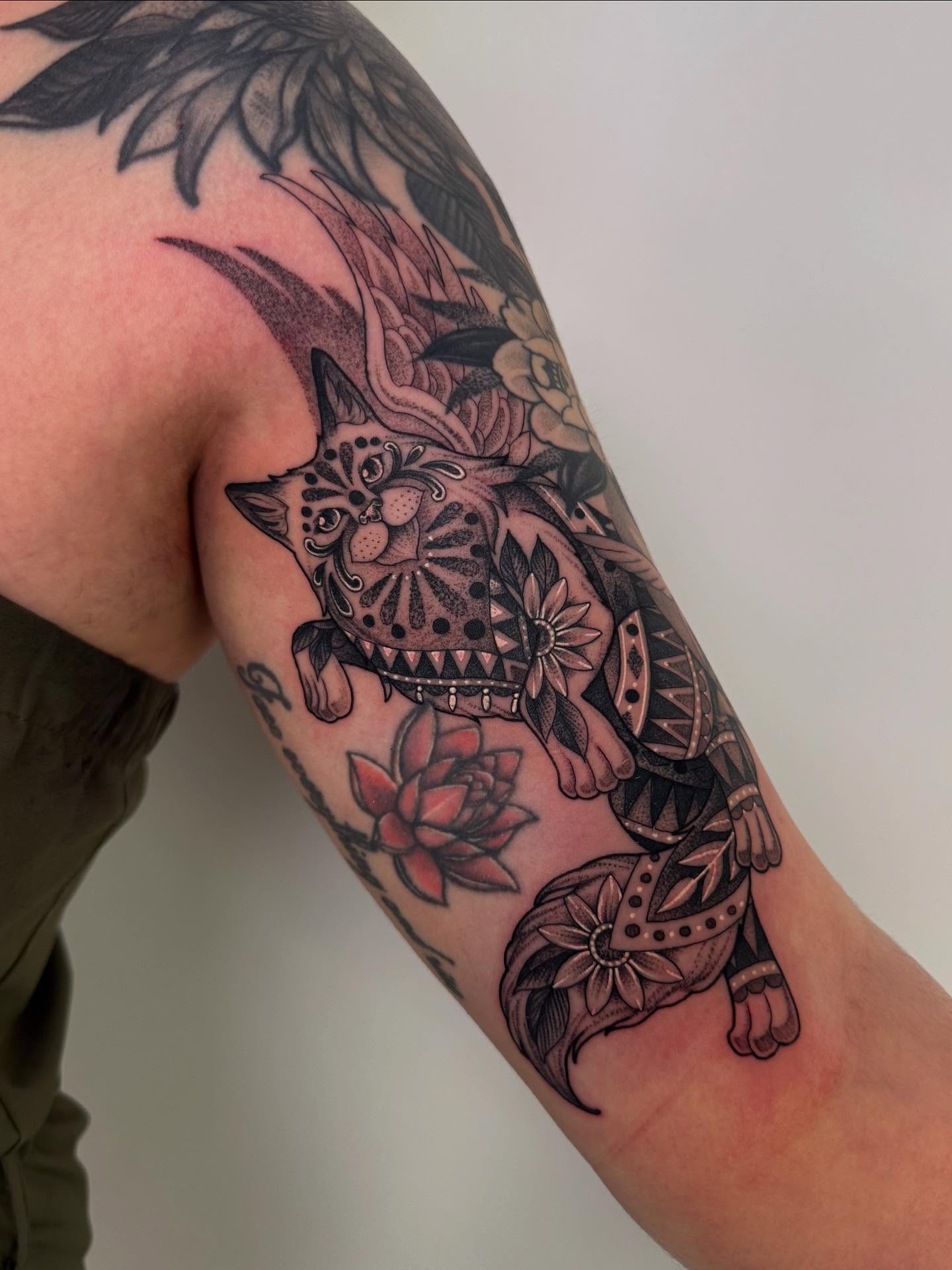 Tattoo by @tannerminocktattoos — dotwork, geometric