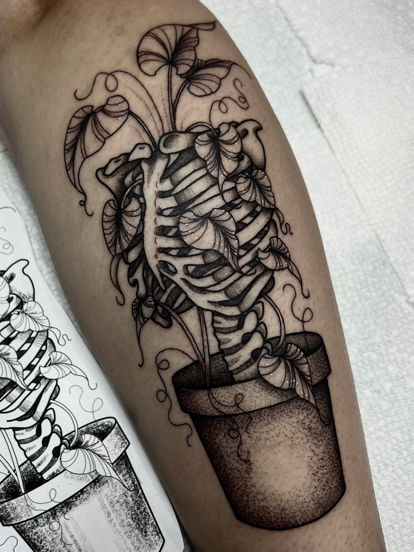 Tattoo by @rachktattoo — dotwork, black_and_grey