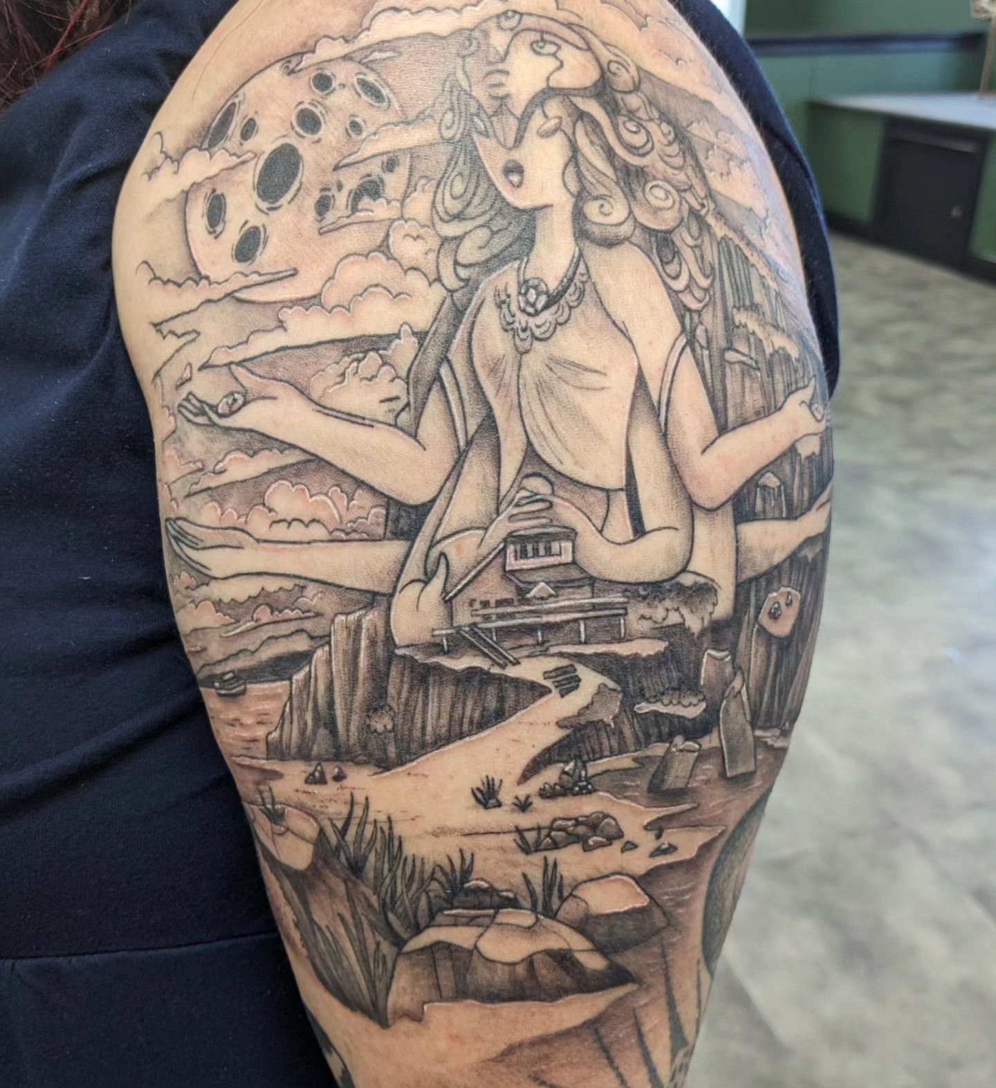 Tattoo by @infinite_enigma — black_and_grey, surrealism