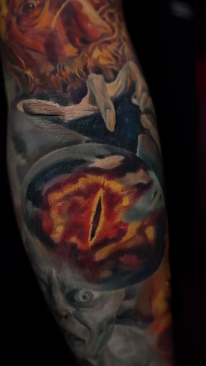 Lord of the Rings sleeve realism tattoo by Slava Bodrov