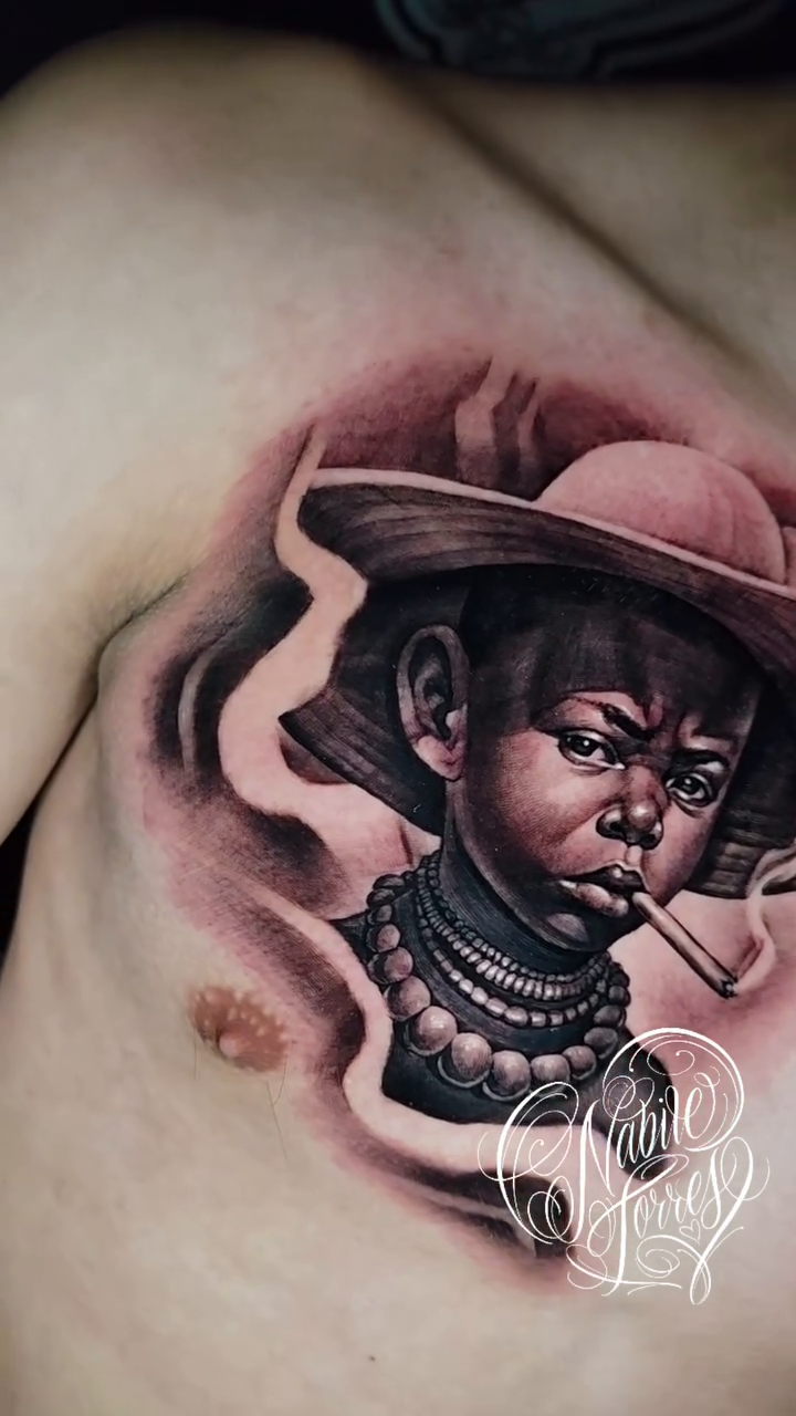 Tattoo by @nabiletorrestattoo — realism, black_and_grey