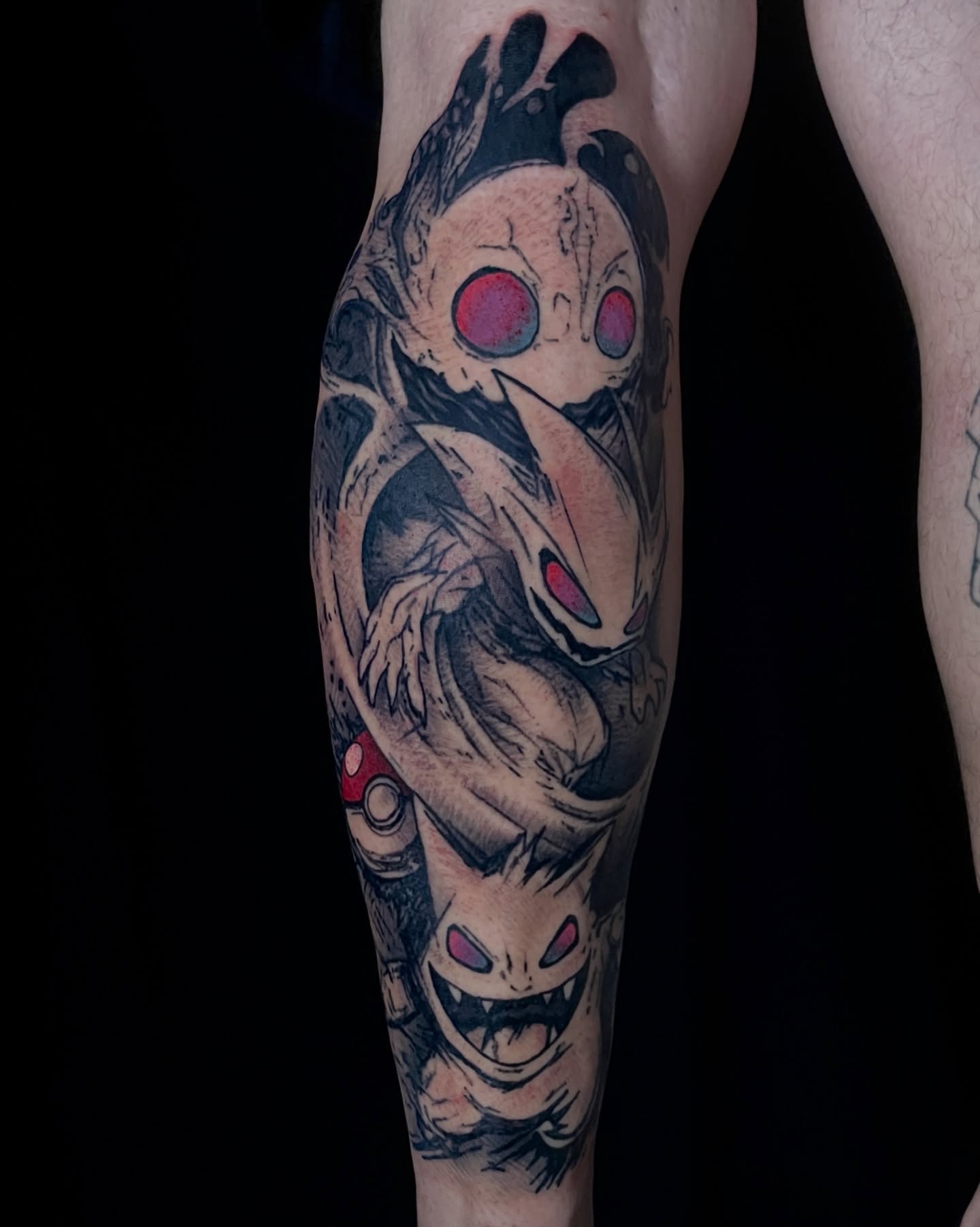Demon dark realism tattoo on the forearm by Austin Clark