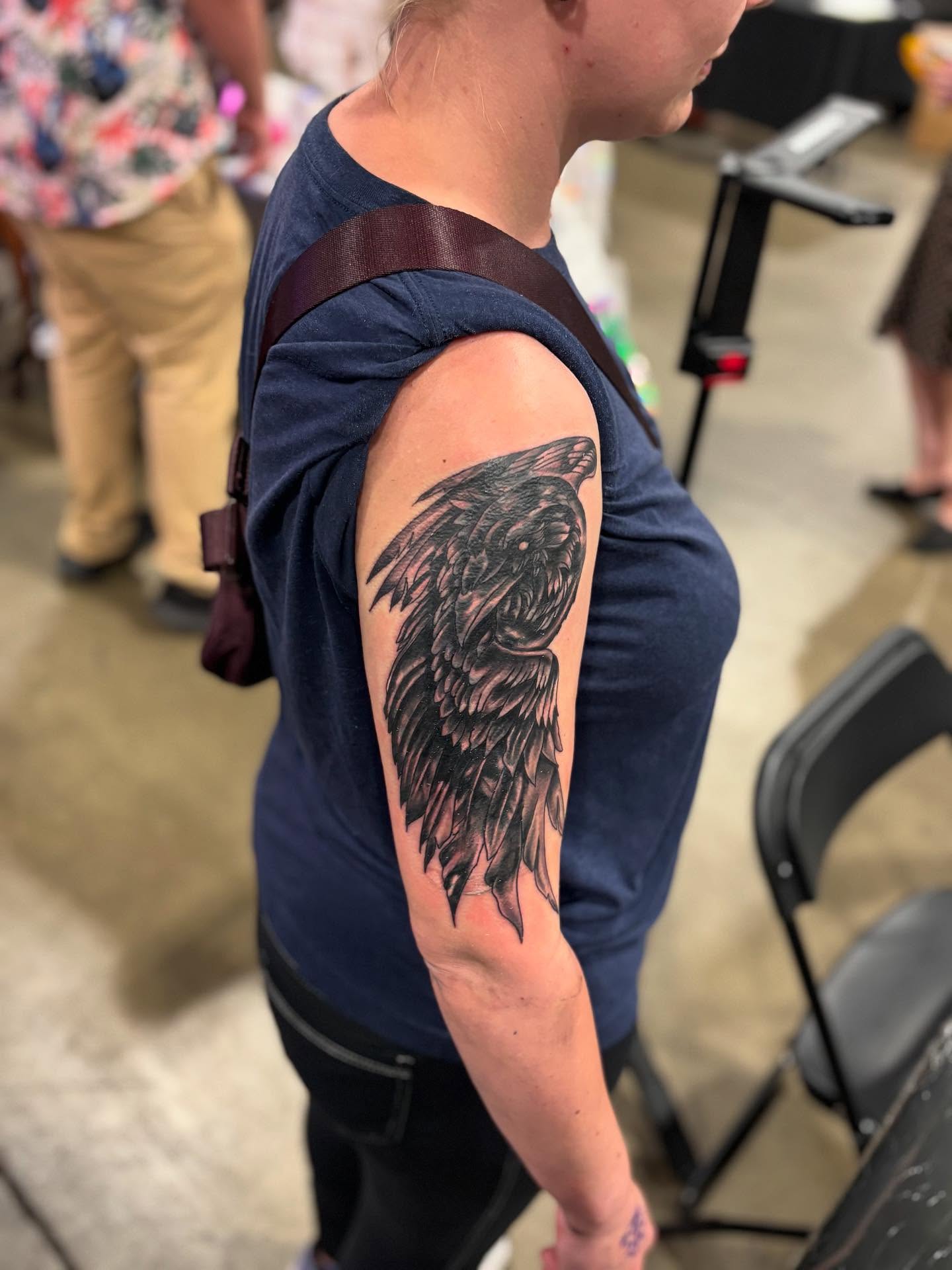 Tattoo by @foxesden666 — black_and_grey