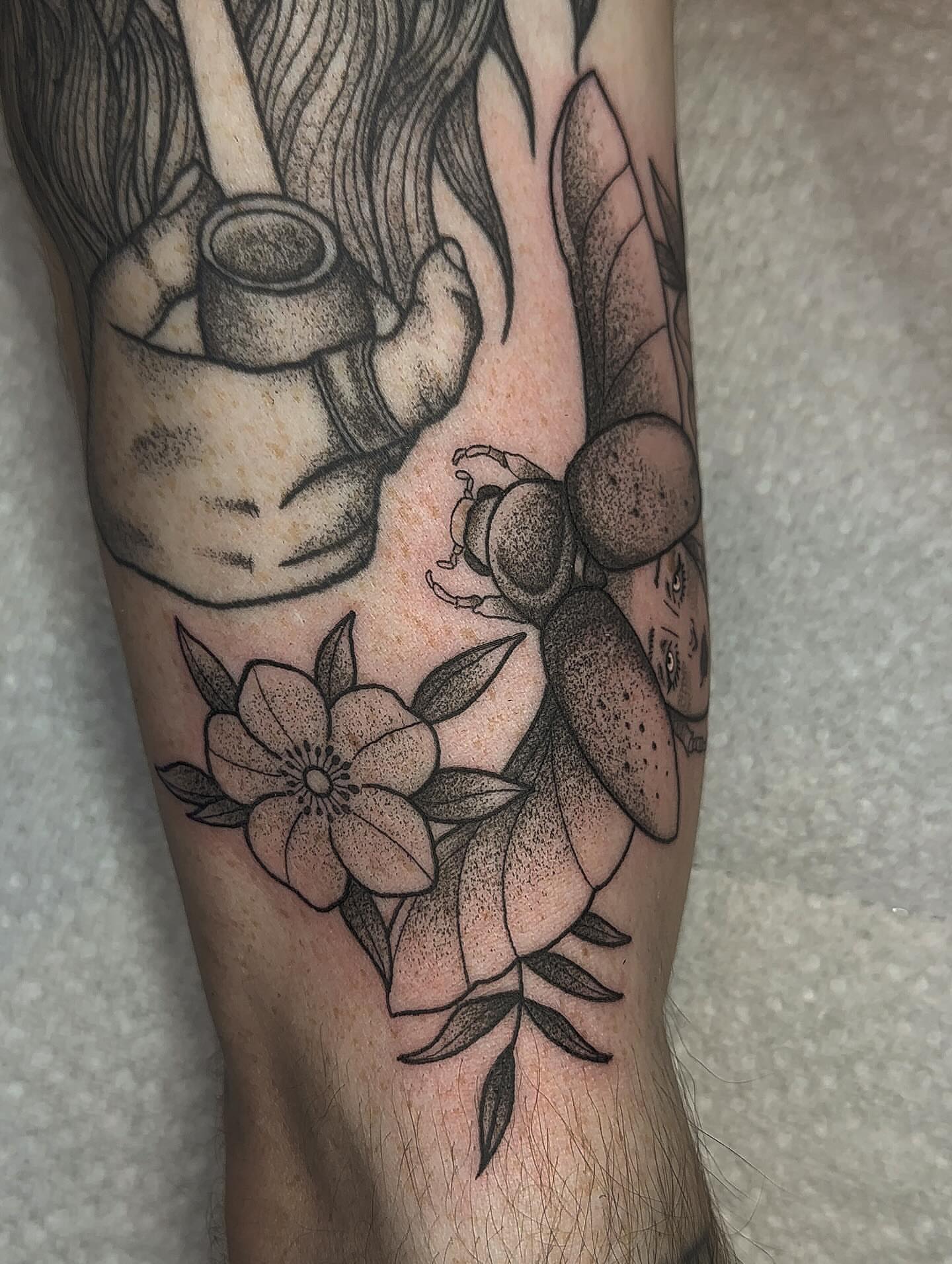Tattoo by @savannahleetattoos — dotwork, black_and_grey
