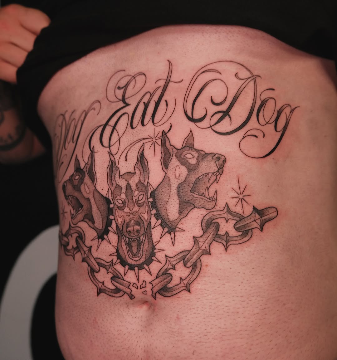 Tattoo by @velvet_corpse — lettering_script, black_and_grey