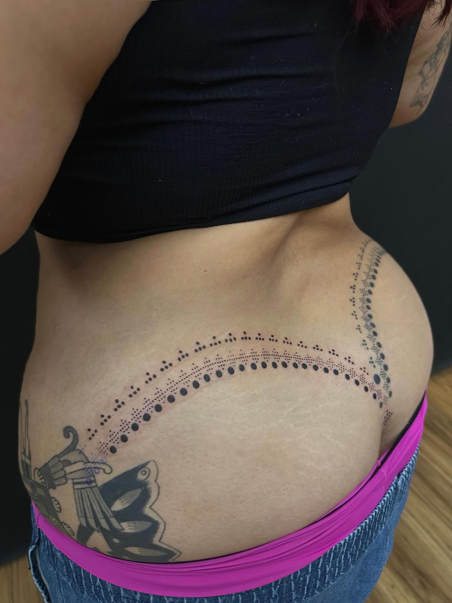 Dotwork pattern dotwork tattoo on the torso by Kerusha (Bay Area Tattoo Artist)