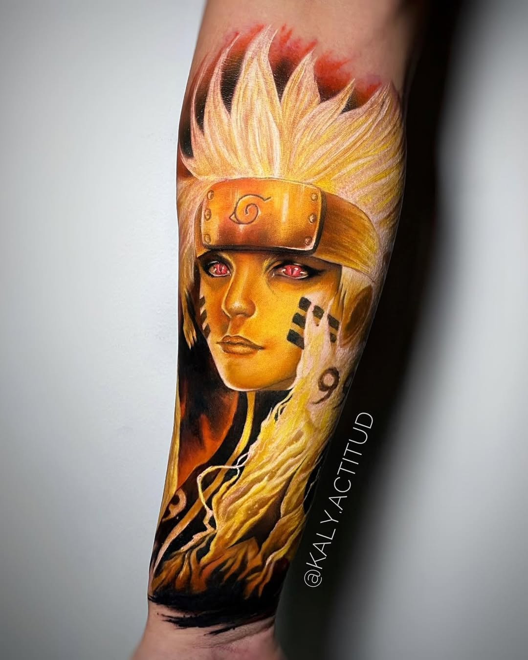 Naruto Uzumaki anime tattoo on the forearm by Kaly, Manhattan, NYC