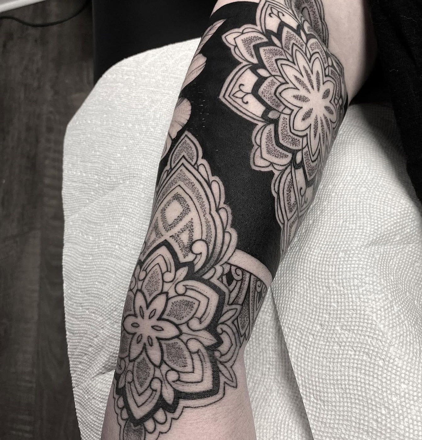 Tattoo by @finelineperception — dotwork, ornamental