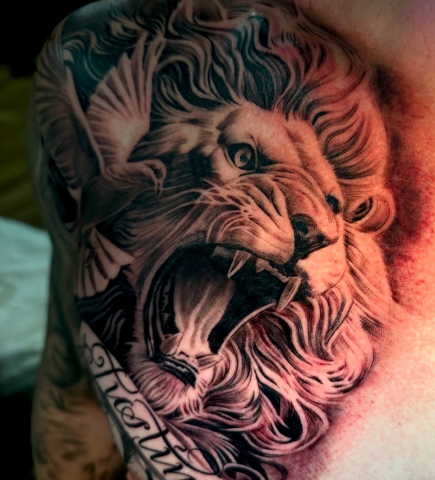 Tattoo by @tat2one — realism, dotwork