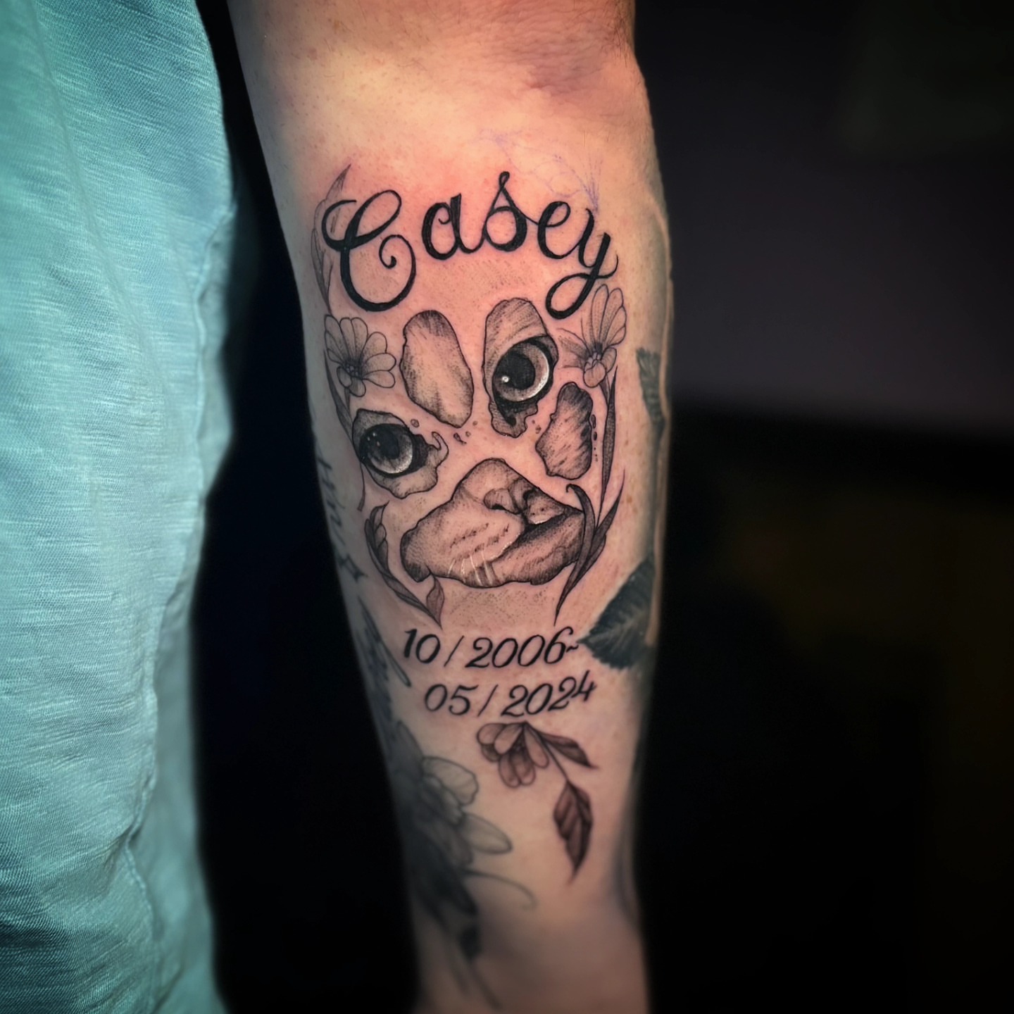 Tattoo by @ladymonsterfacetattoos — black_and_grey, realism