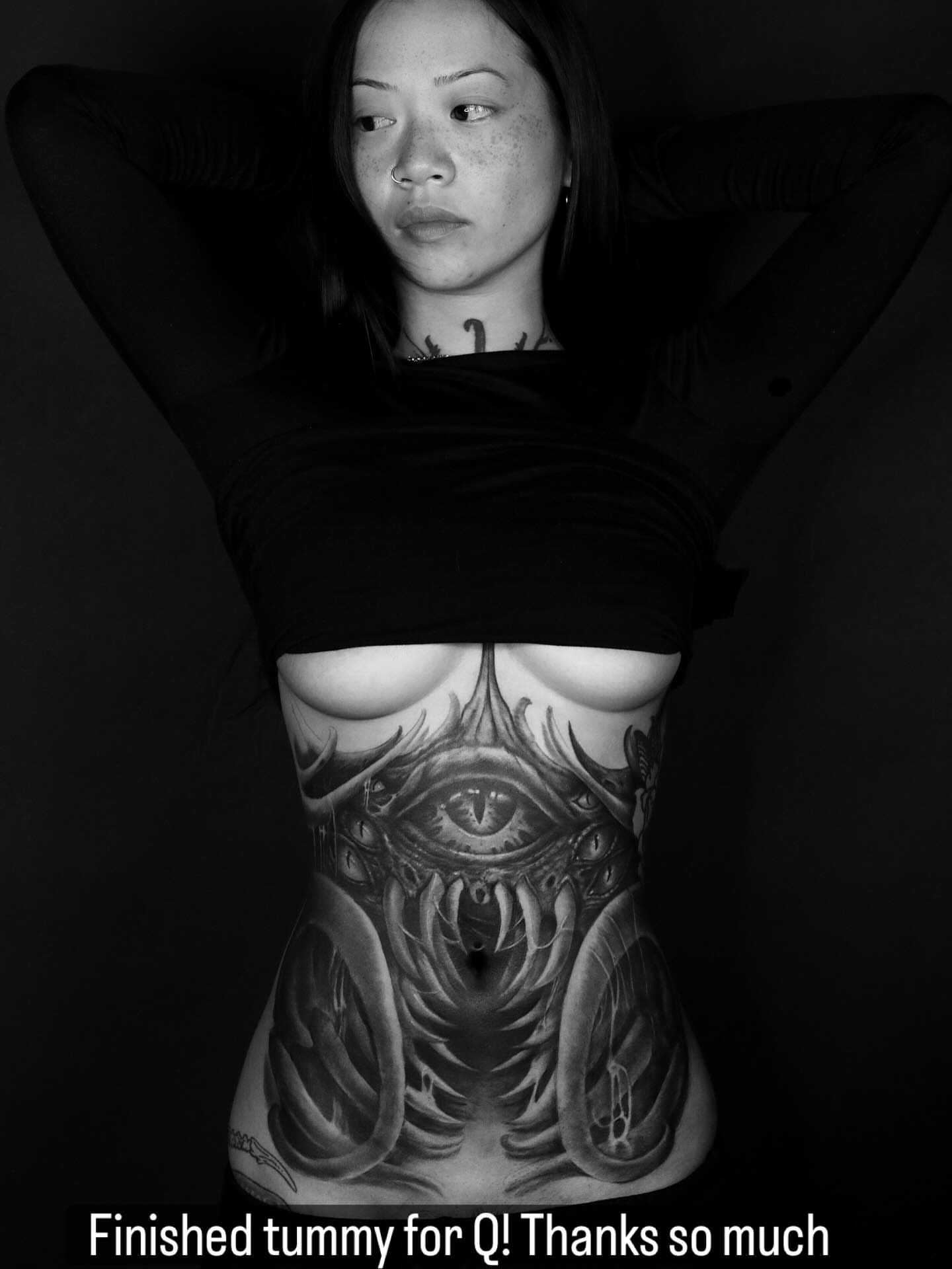 Eye and dragon realism tattoo on the torso by ➕d U S T I N C H A R L e S➕, Seattle, Washington