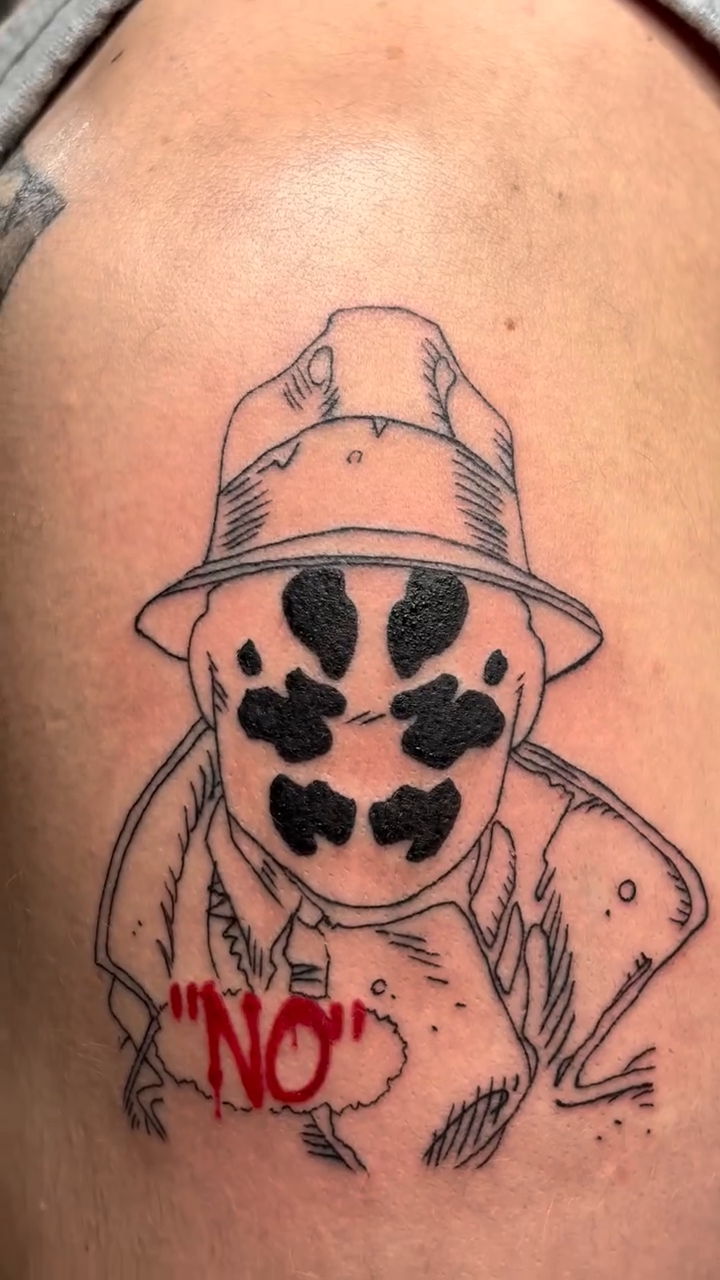 Rorschach test character realism tattoo by πΈππππ¦π£ππΈ