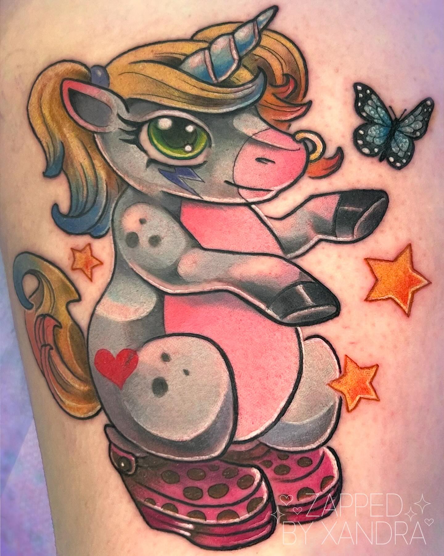 Tattoo by @zappedbyxandra โ american_traditional, dotwork