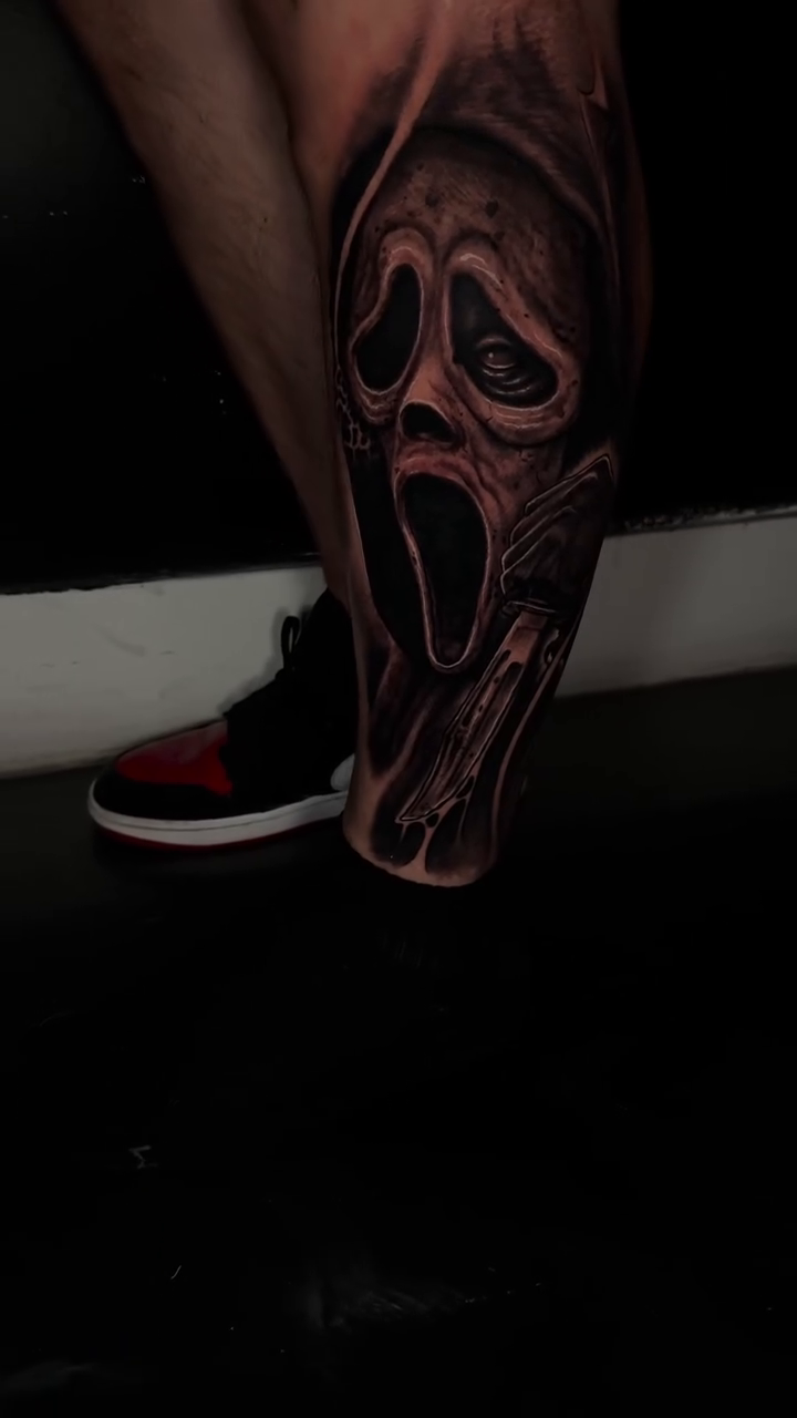 Scream mask realism tattoo by Isaac