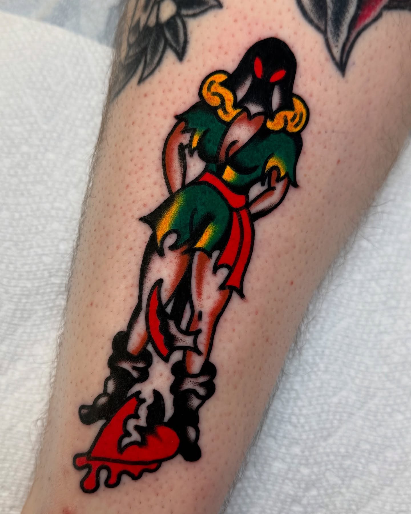 Dancer American traditional tattoo on the forearm by Zachary - Traditional Tattoo Artist