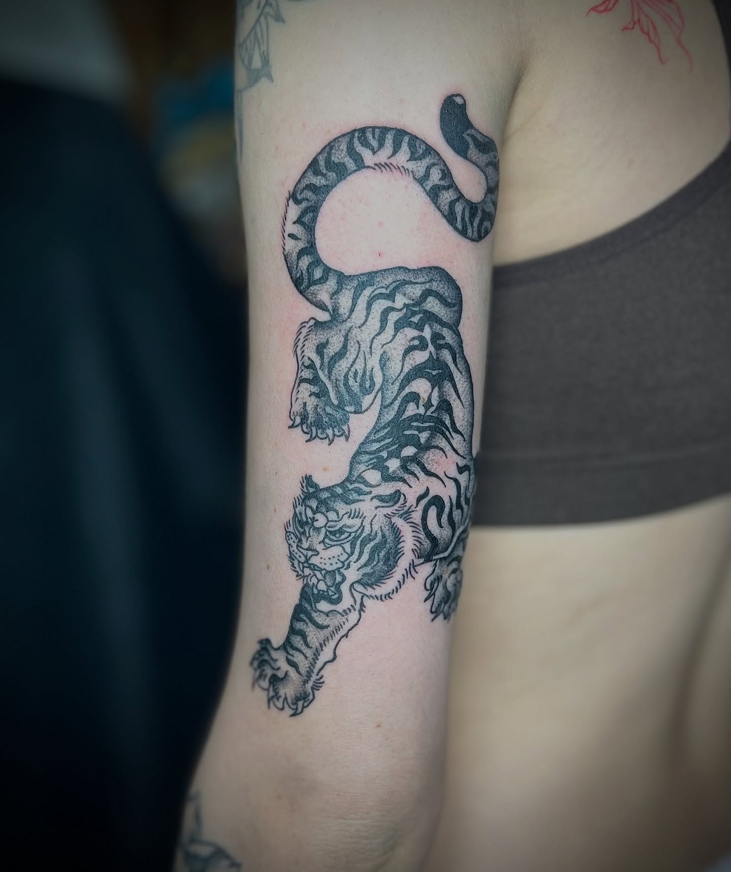 Tattoo by @cursedskintattoos — black_and_grey