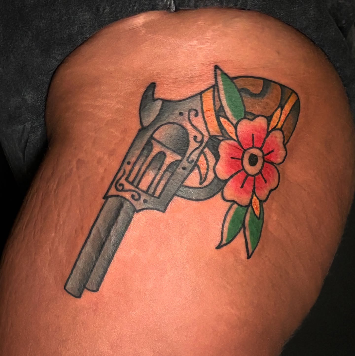Tattoo by @songsparrowink — american_traditional, dotwork