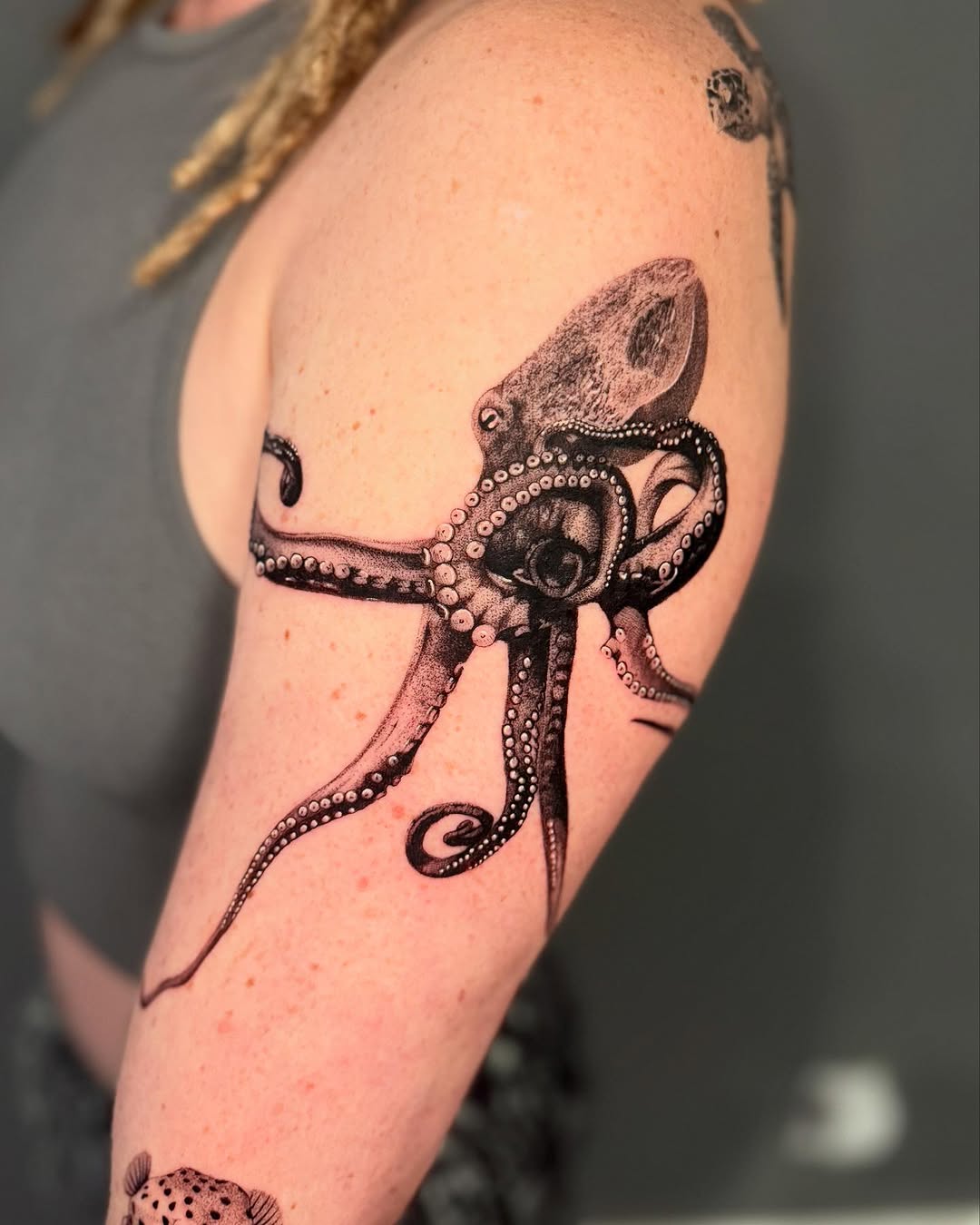 Tattoo by @amberstarrartistry — black_and_grey, realism
