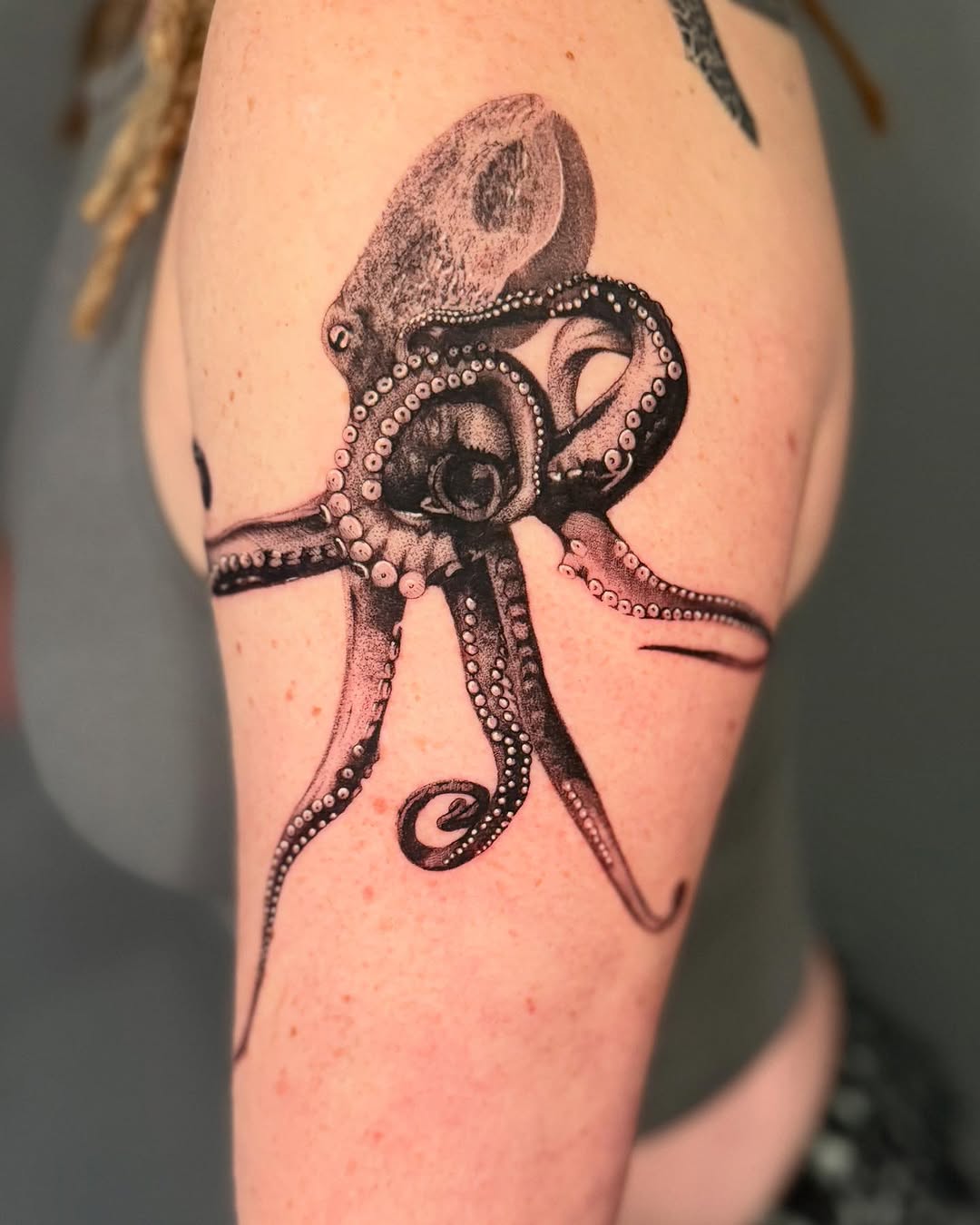 Tattoo by @amberstarrartistry — realism, black_and_grey