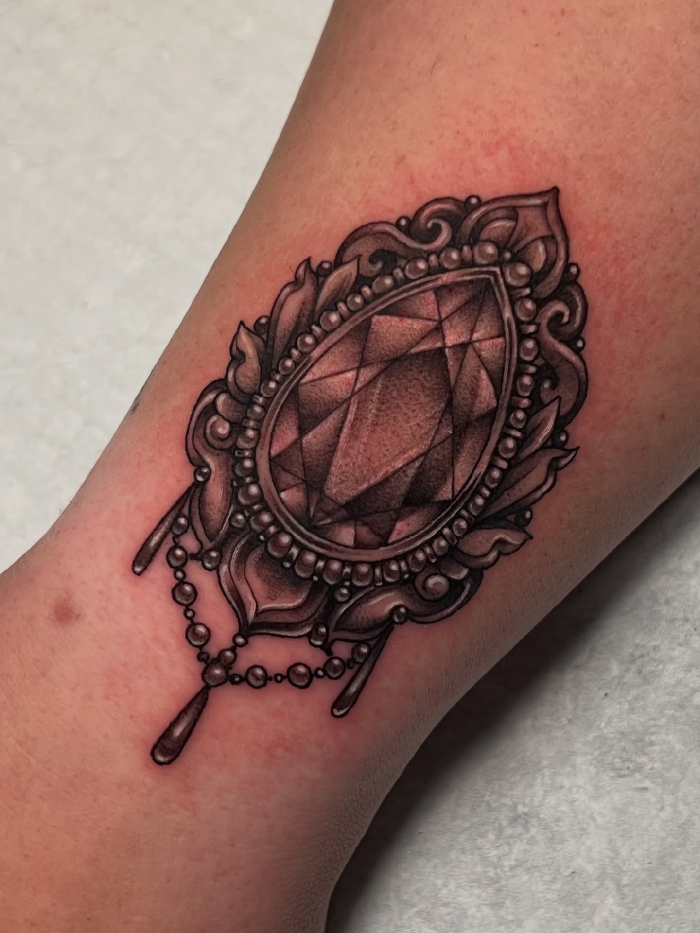 Tattoo by @girlwiththefoxtattoo — black_and_grey, ornamental