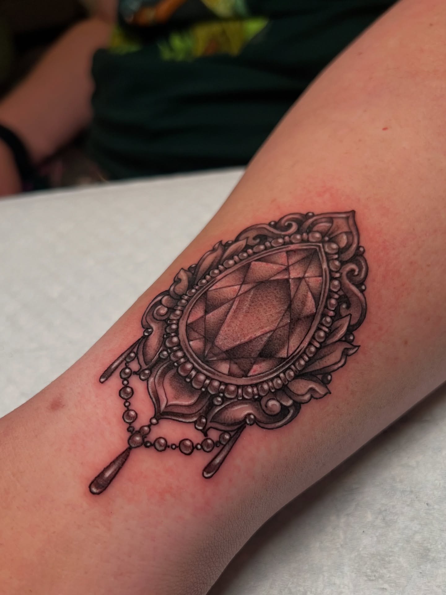 Tattoo by @girlwiththefoxtattoo — black_and_grey, ornamental