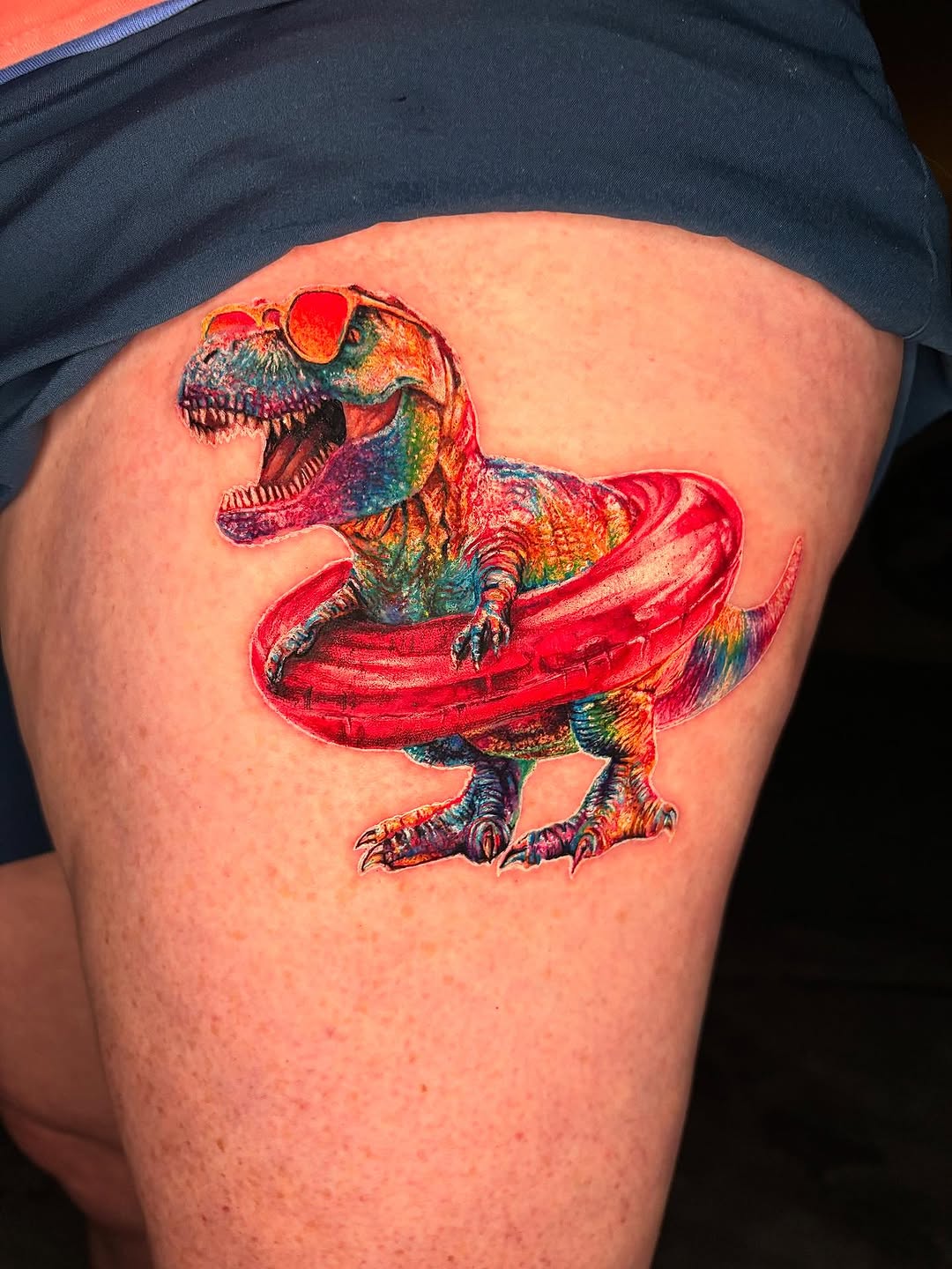 American traditional tattoo on the thigh by Jacee Hamilton