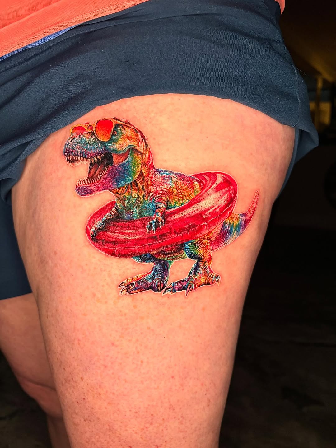 American traditional tattoo on the thigh by Jacee Hamilton