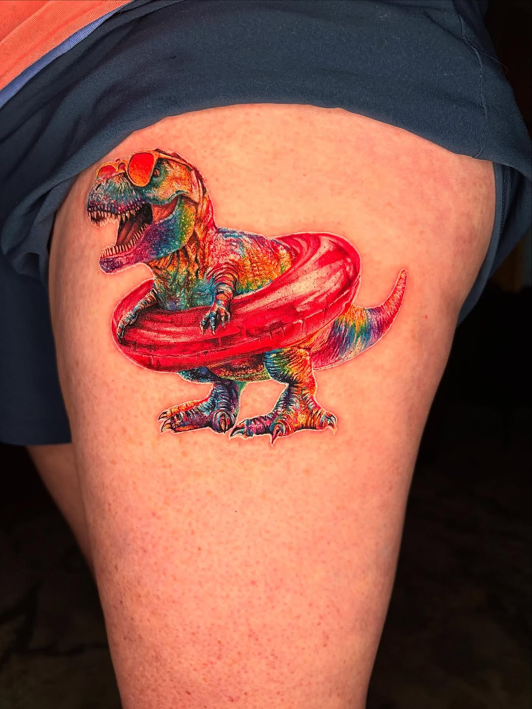 American traditional tattoo on the thigh by Jacee Hamilton