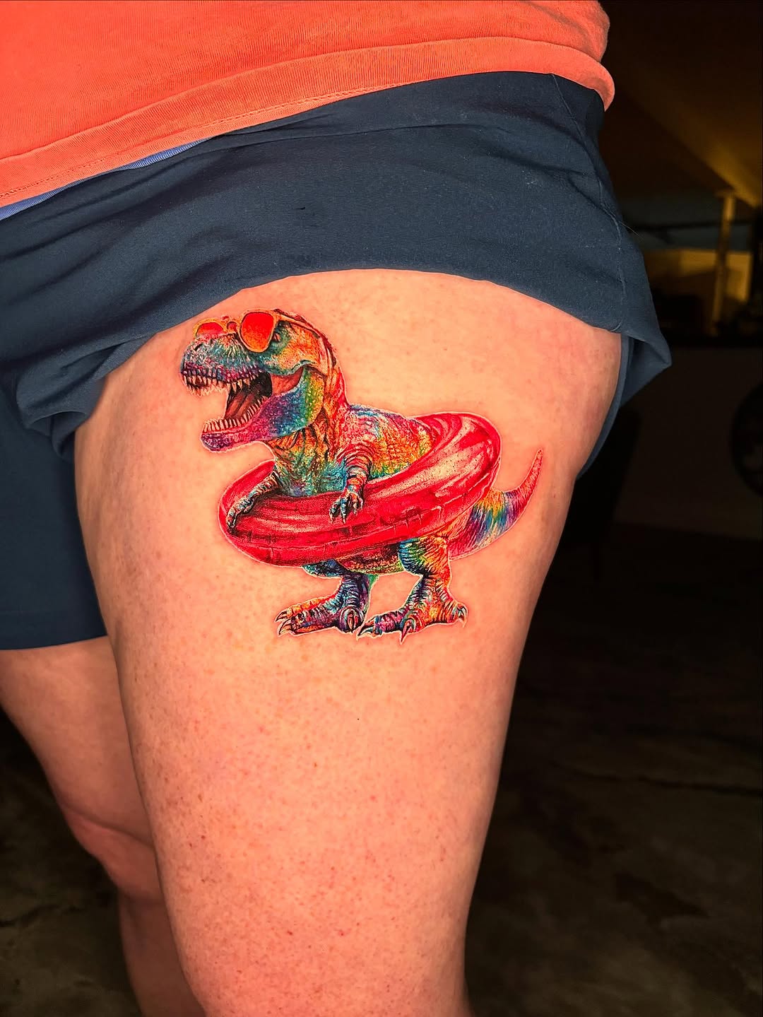 Watercolor tattoo on the thigh by Jacee Hamilton