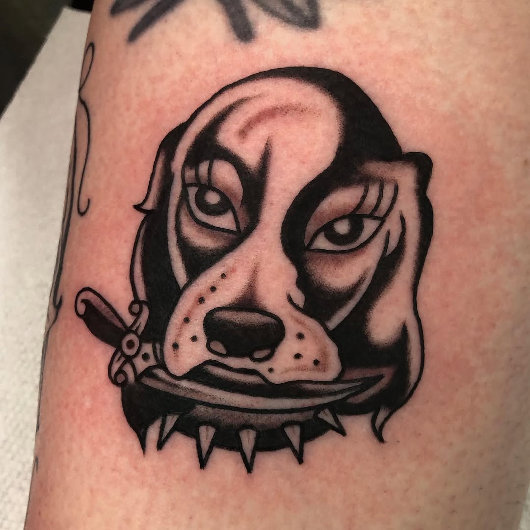 Tattoo by @lost_mutt — american_traditional, black_and_grey