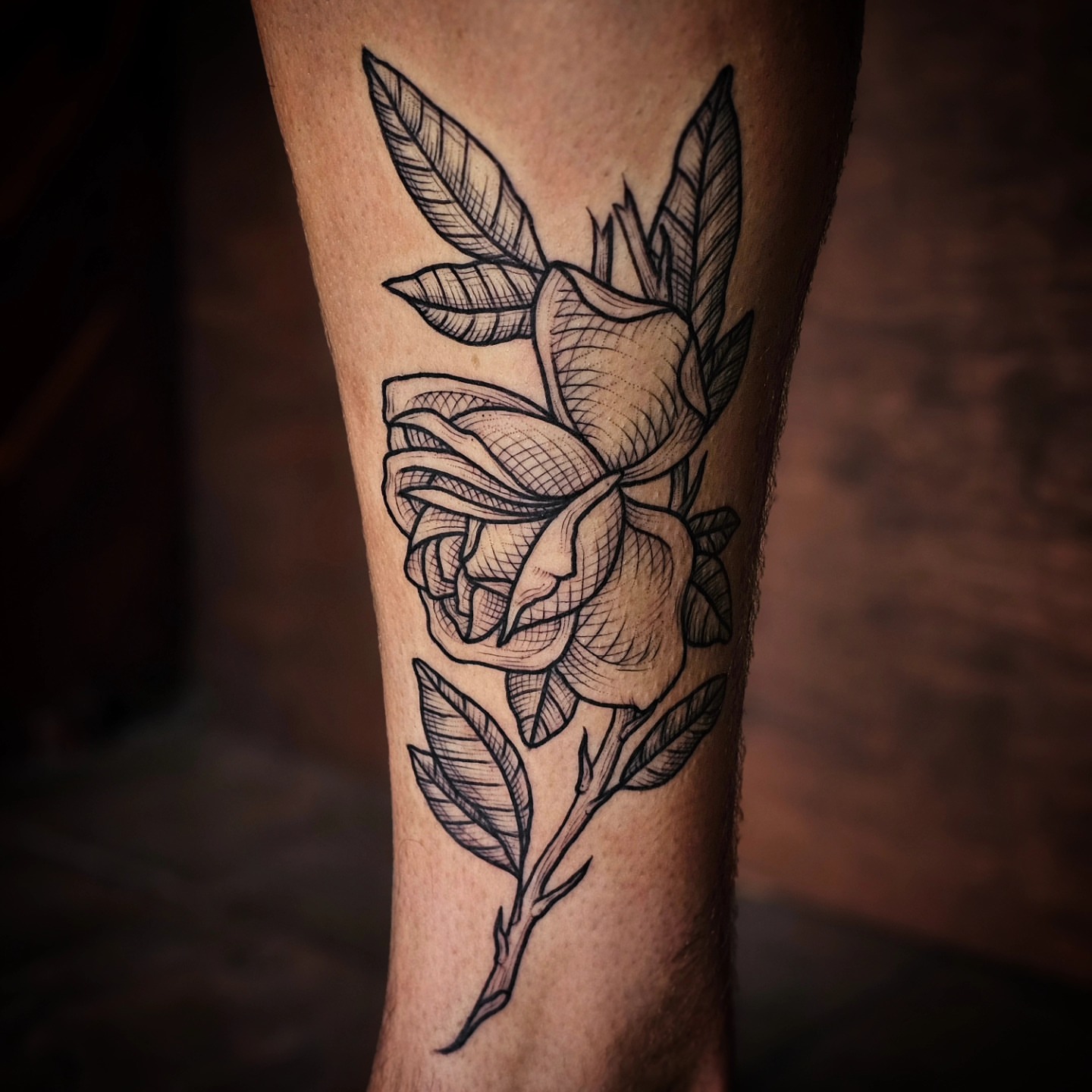 Tattoo by @doveandtoad — black_and_grey