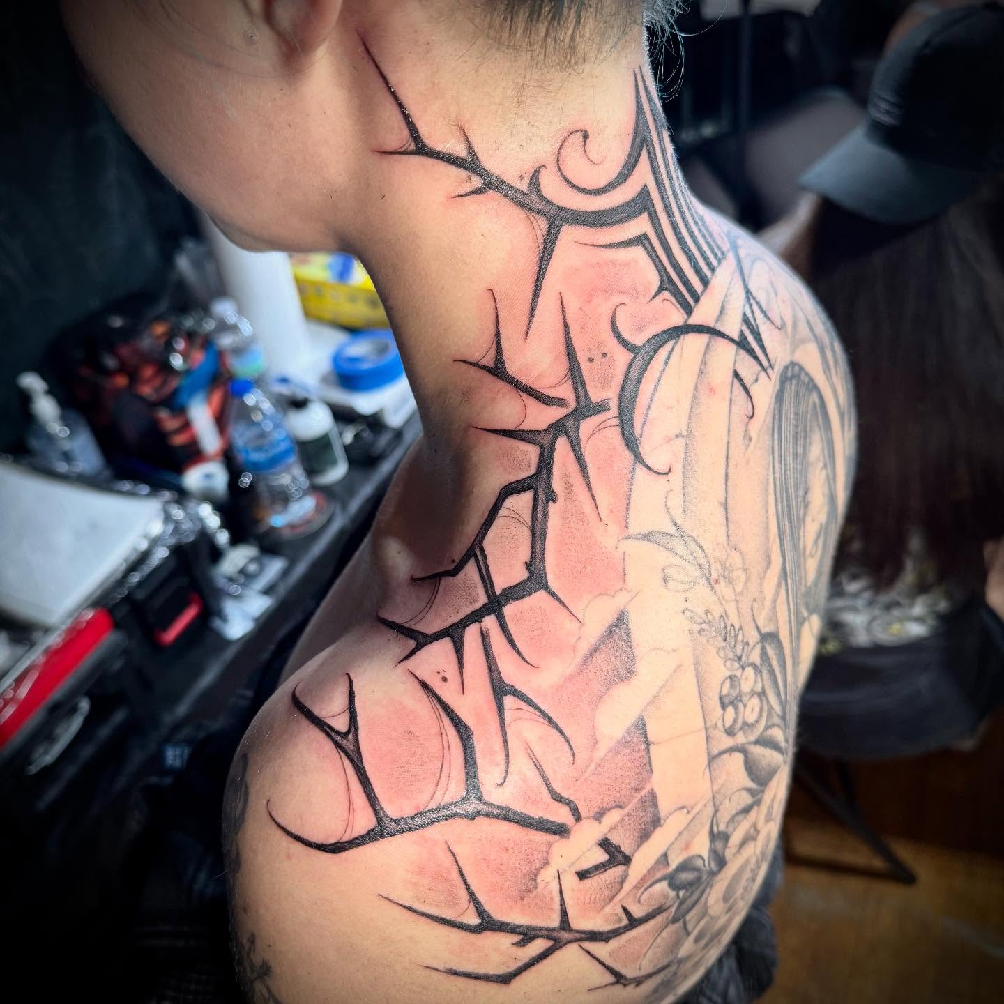 Tattoo by @tattoosbyskip — black_and_grey, tribal