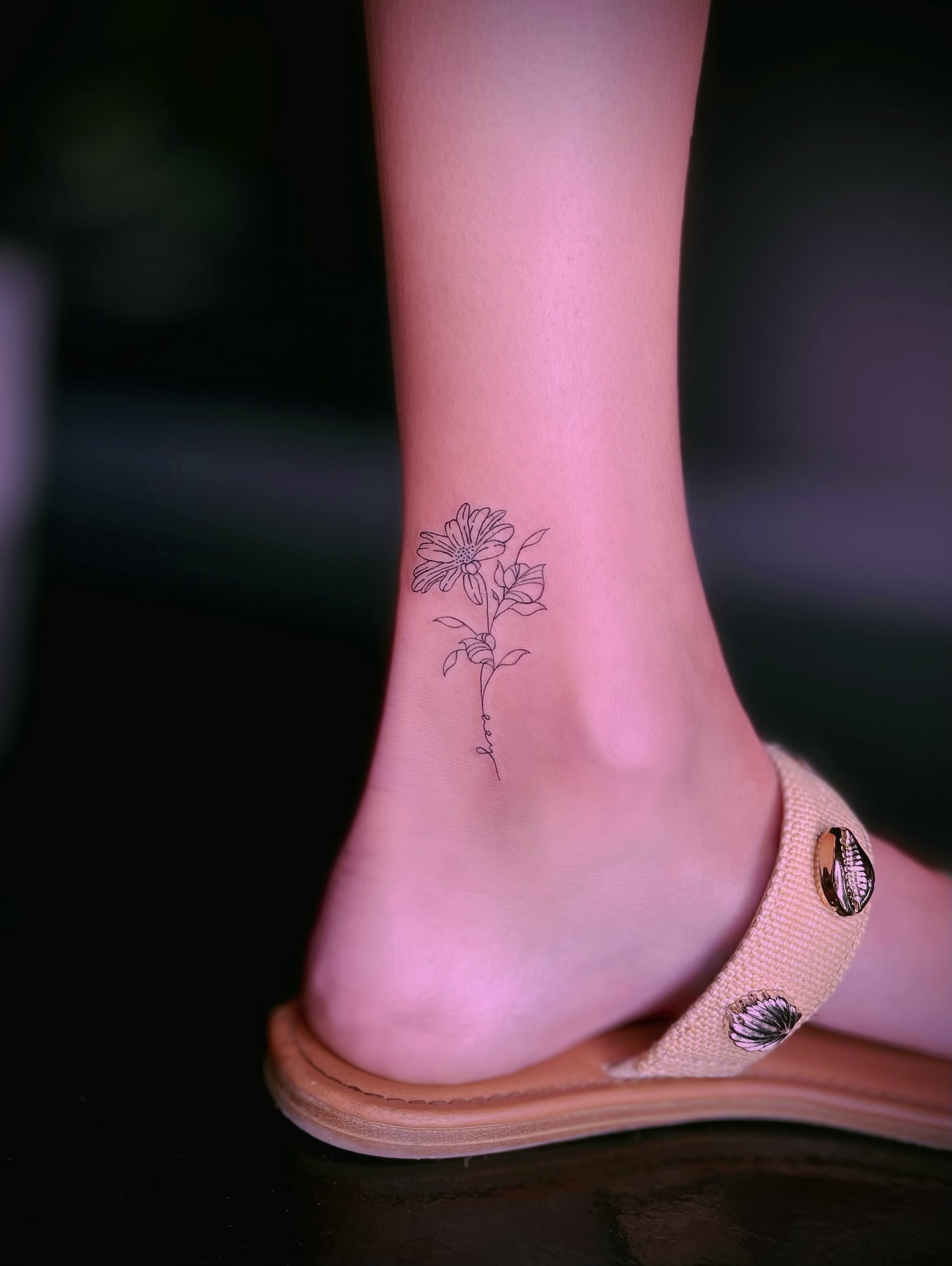 Flower fine line tattoo on the foot by shawns π fine line & tiny tattoos