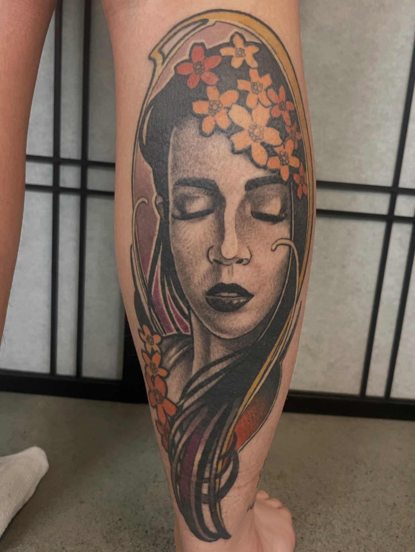 Woman with flowers realism tattoo on the forearm by Seattle Tattoo Artist, Bonney Lake, Washington