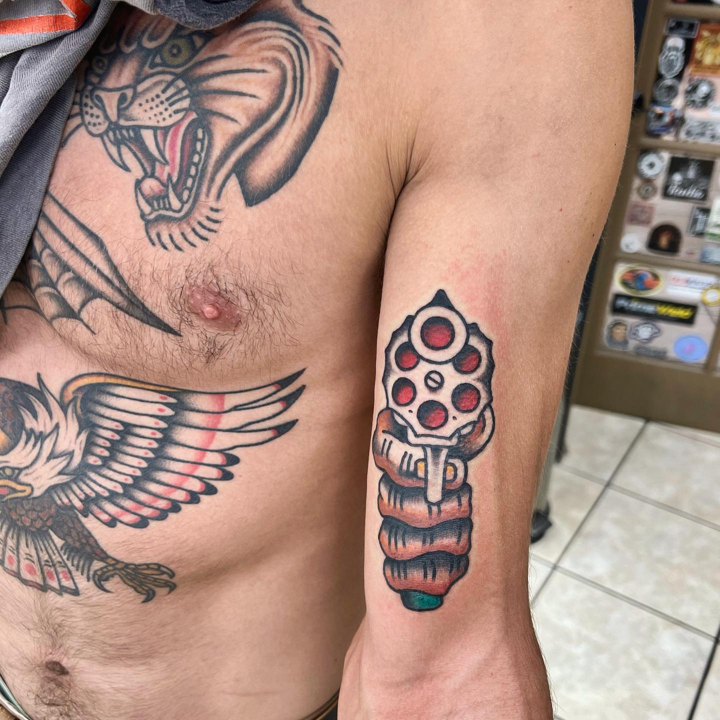 Tattoo by @carsonsmithtats — american_traditional, dotwork