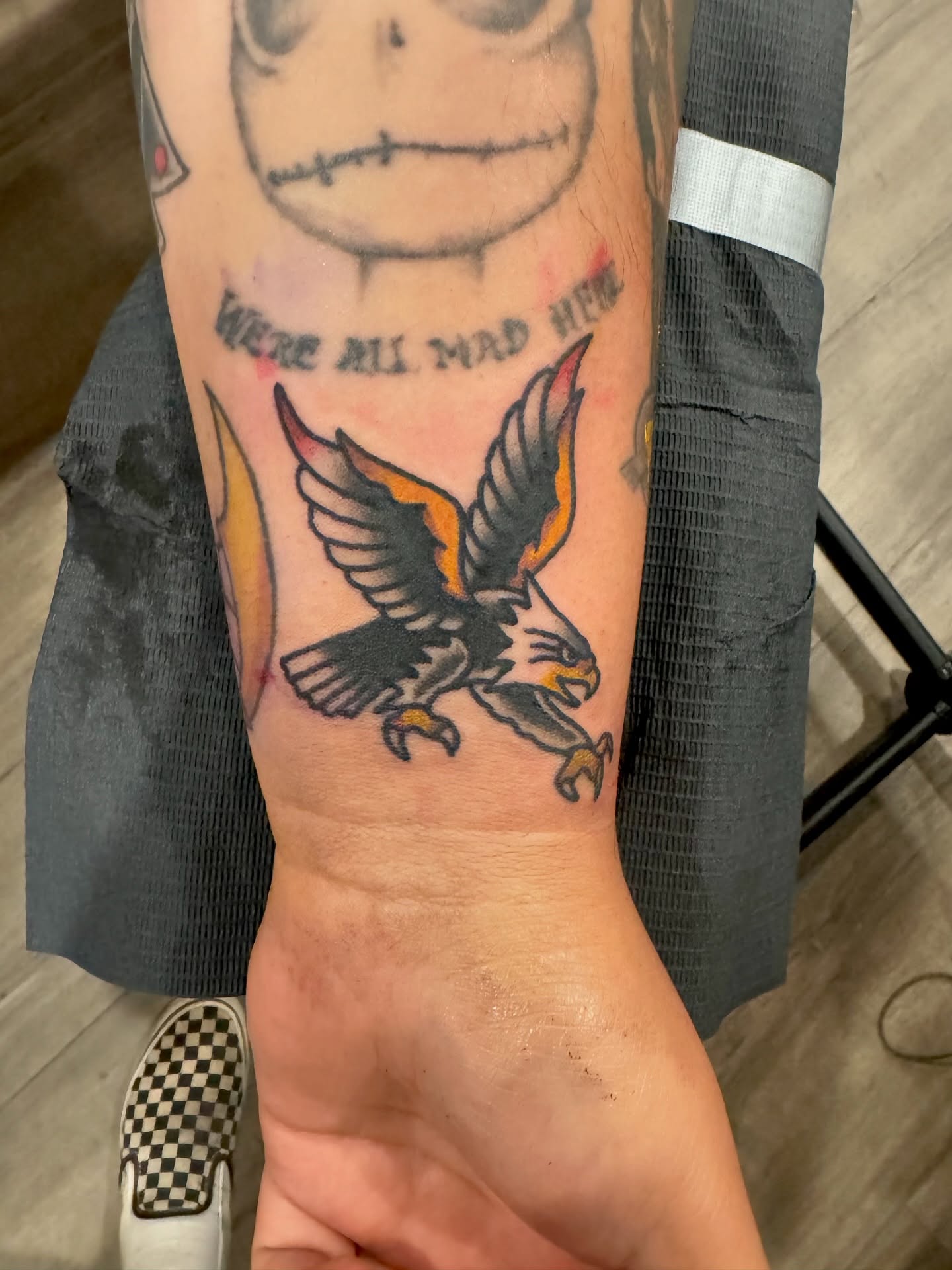 Eagle American traditional tattoo on the forearm by Minneapolis