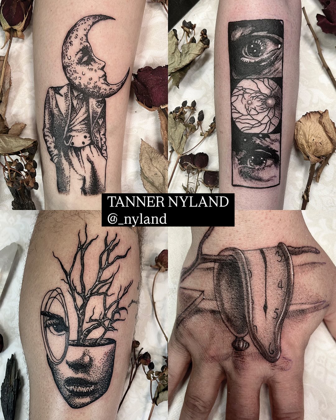 Moon man black and grey tattoo on the forearm by Jamie Draven 🐺