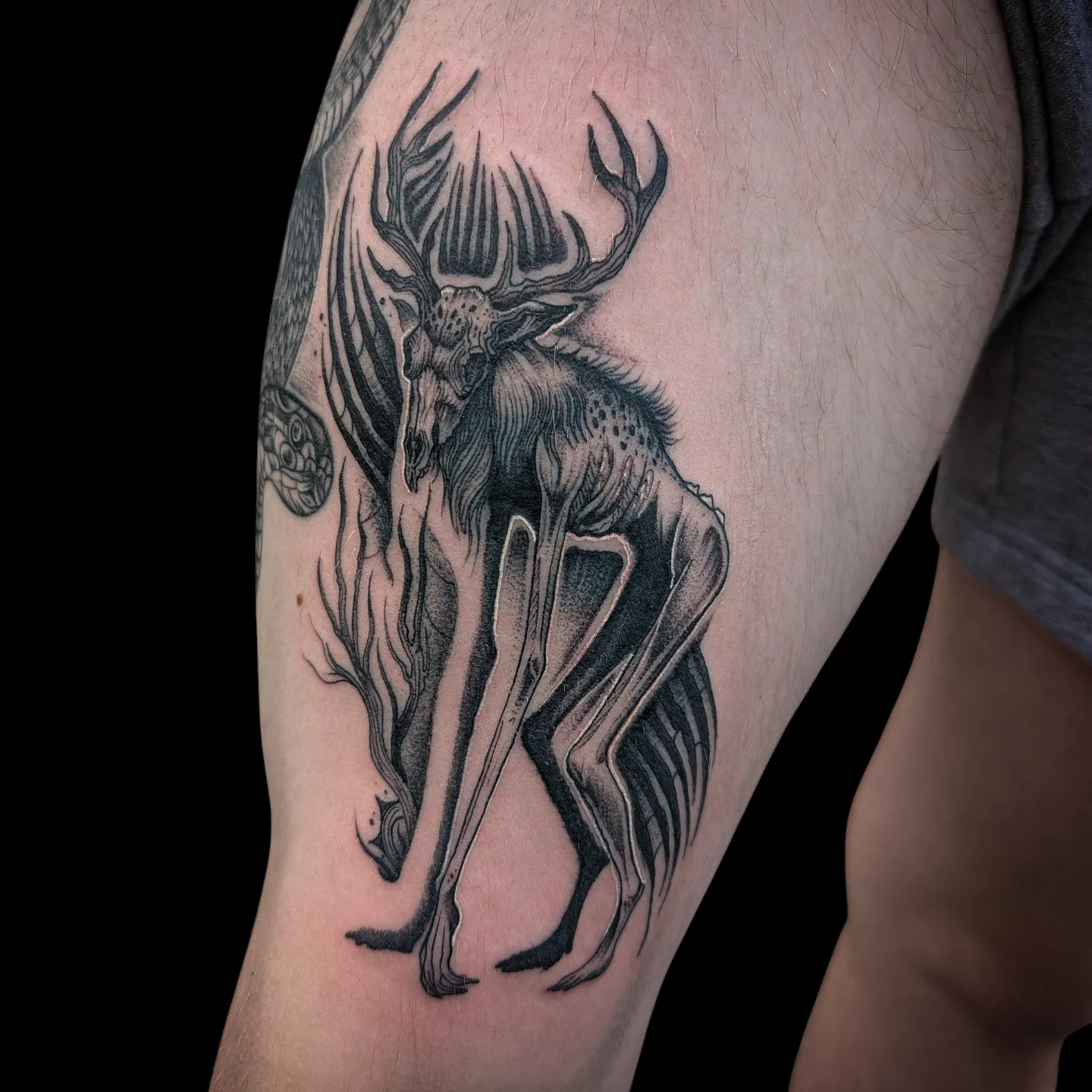 Tattoo by @powetattoos — black_and_grey, dark_realism