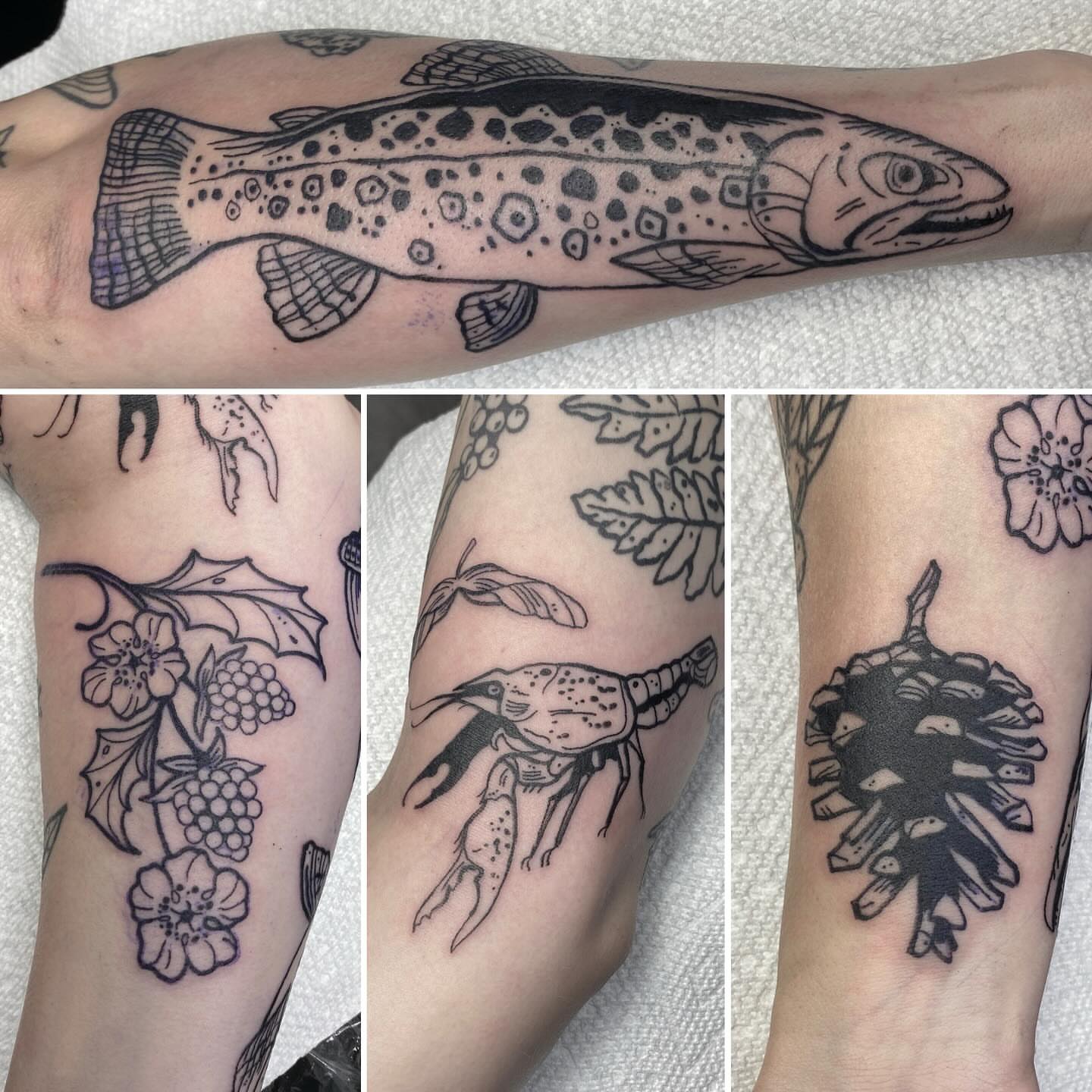 Fish black and grey tattoo on the forearm by Mike Gorman - Portland Maine Tattoo Artist, Portland, Maine