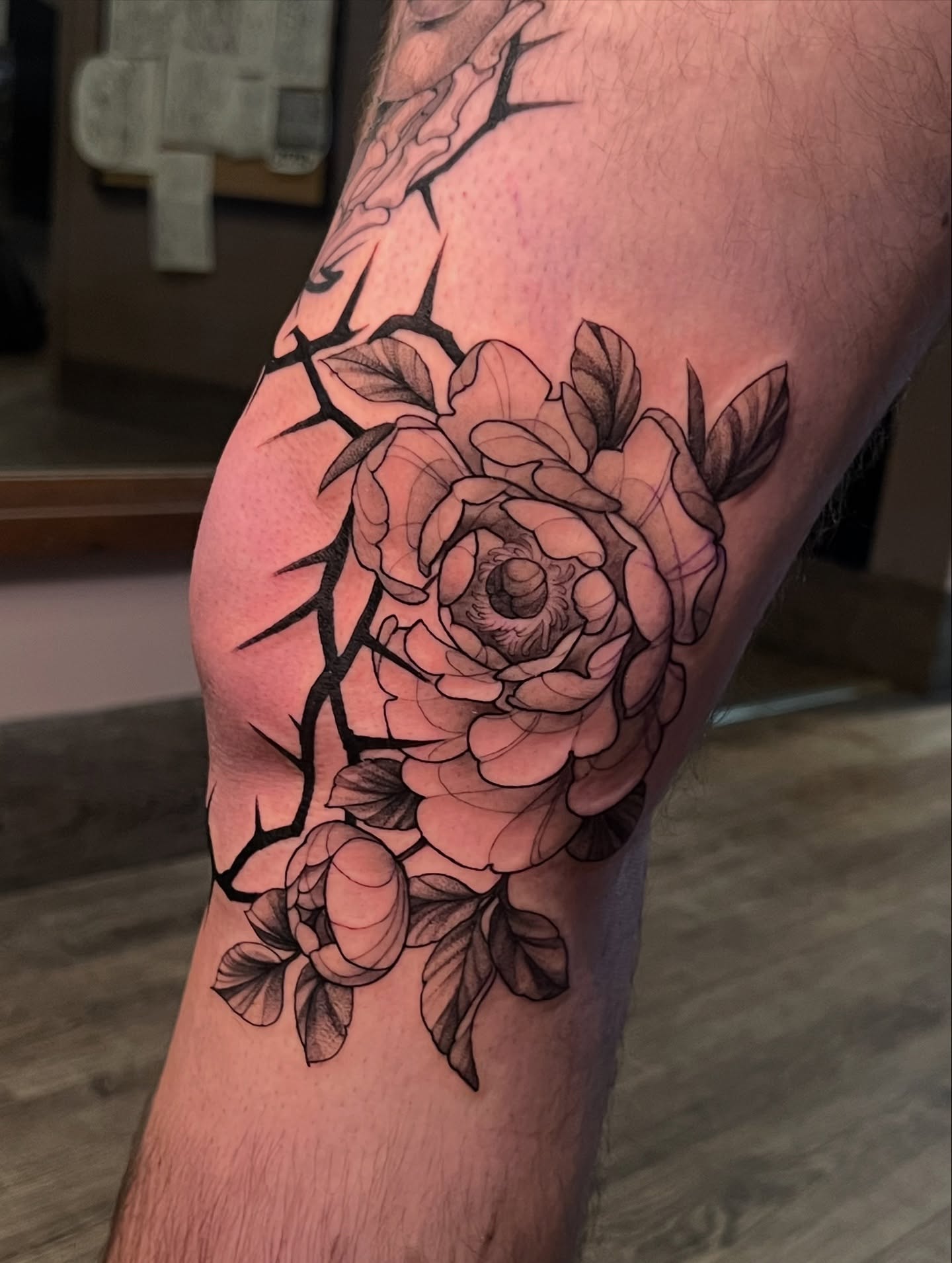 Tattoo by @girlwiththefoxtattoo — black_and_grey, fine_line
