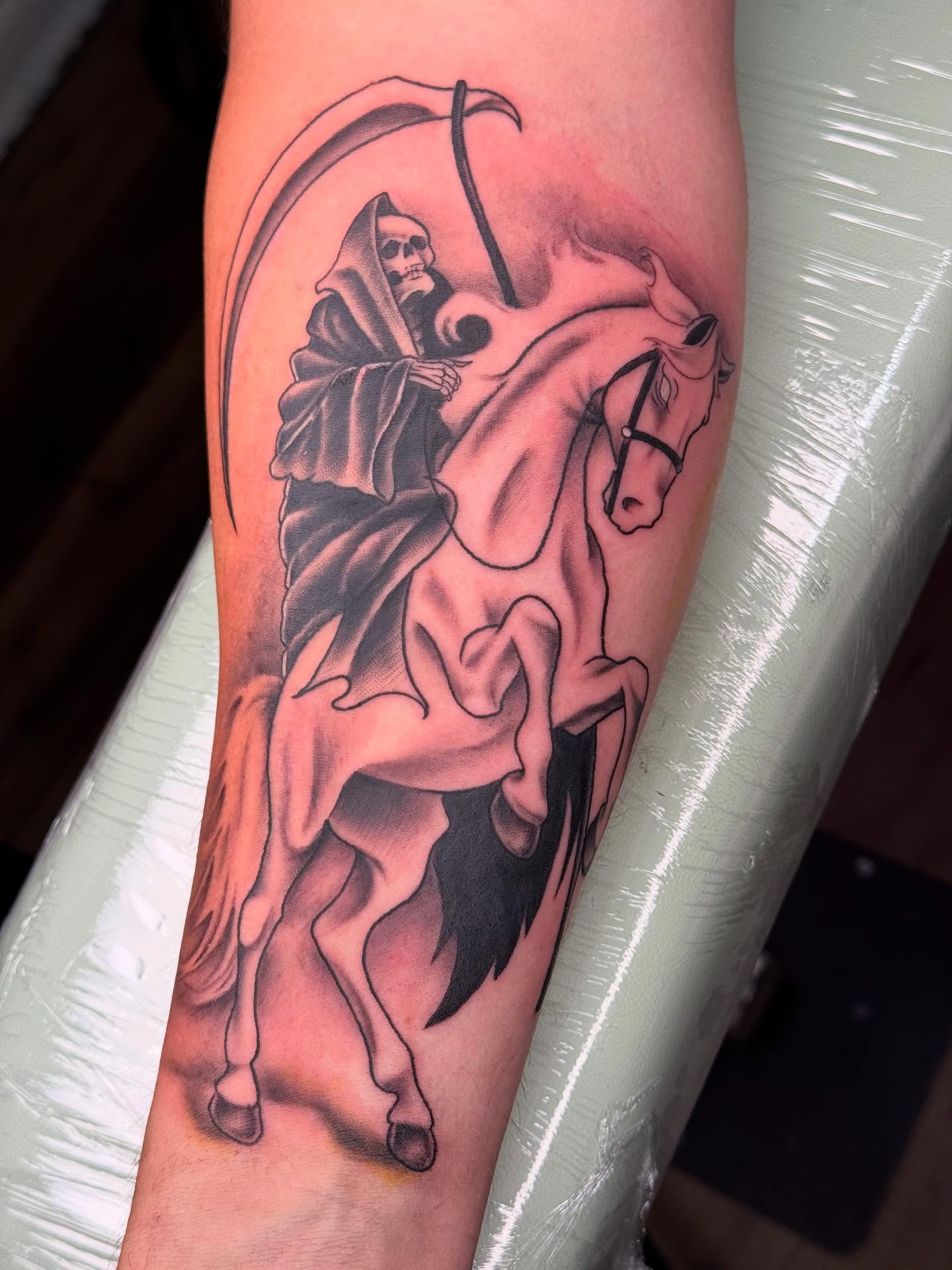 Tattoo by @aarondoestattoos — black_and_grey, realism