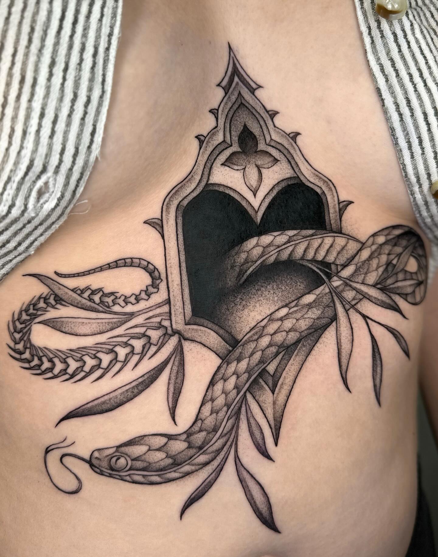 Tattoo by @grimmyweep — black_and_grey, geometric