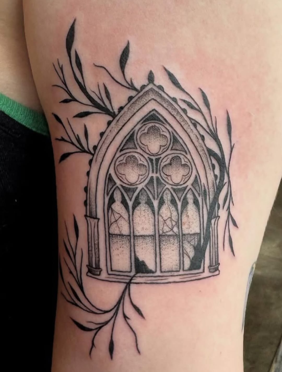 Tattoo by @morgue.in.tattoos — black_and_grey, ornamental