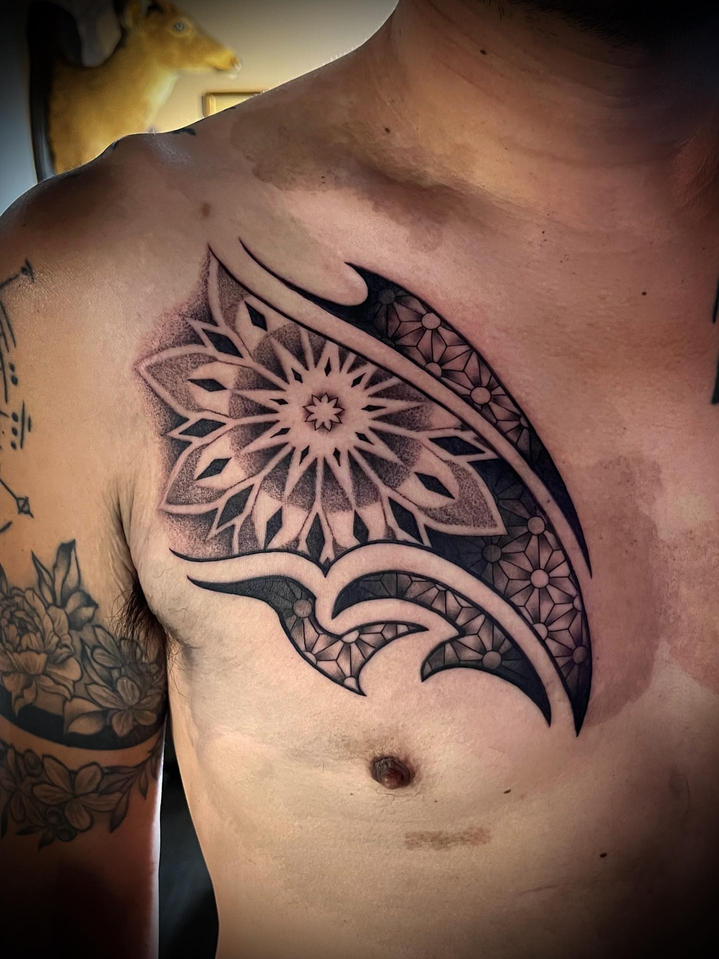 Tattoo by @rosie_coyote — dotwork, geometric