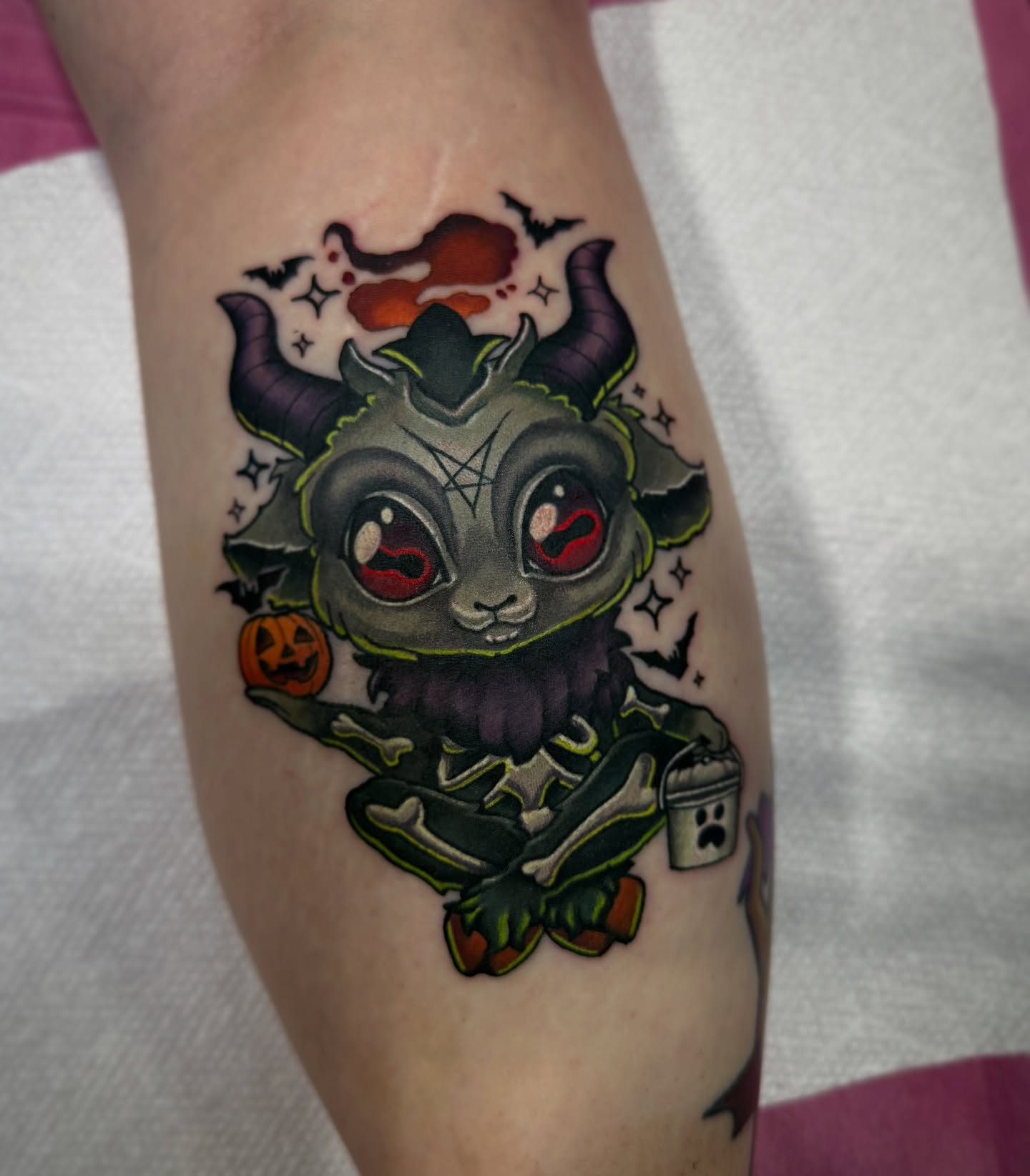 Monster dotwork tattoo on the forearm by Alexandra Fische