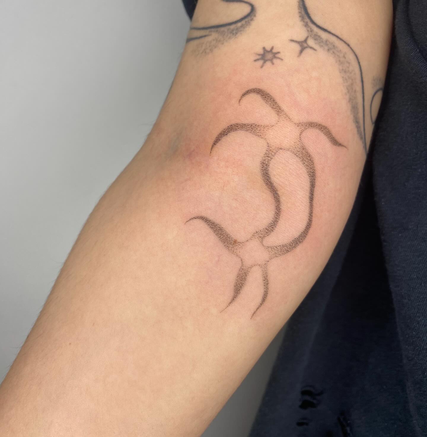 Abstract shapes dotwork tattoo on the forearm by 🌀☁️kath☁️🥀